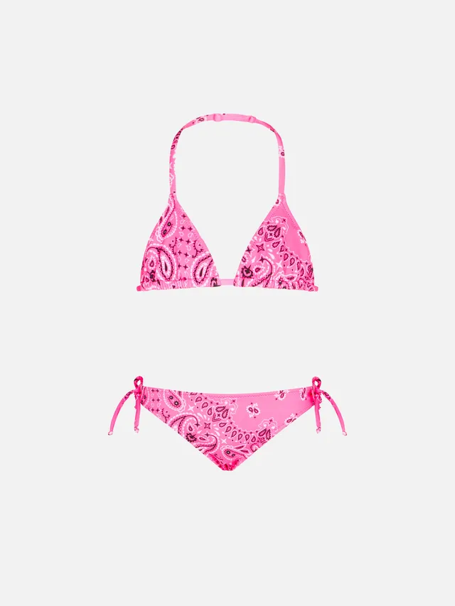 mc2-saint-barth-bikini-triangolo-bambina-stampa-bandana-rosa-fluo image 1