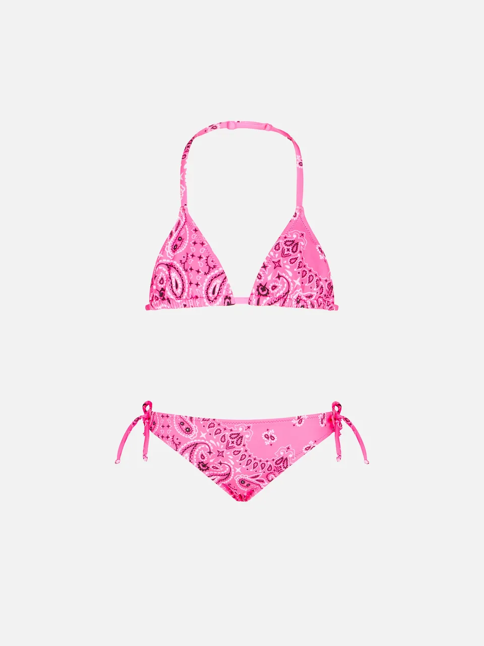 mc2-saint-barth-bikini-triangolo-bambina-stampa-bandana-rosa-fluo image 1