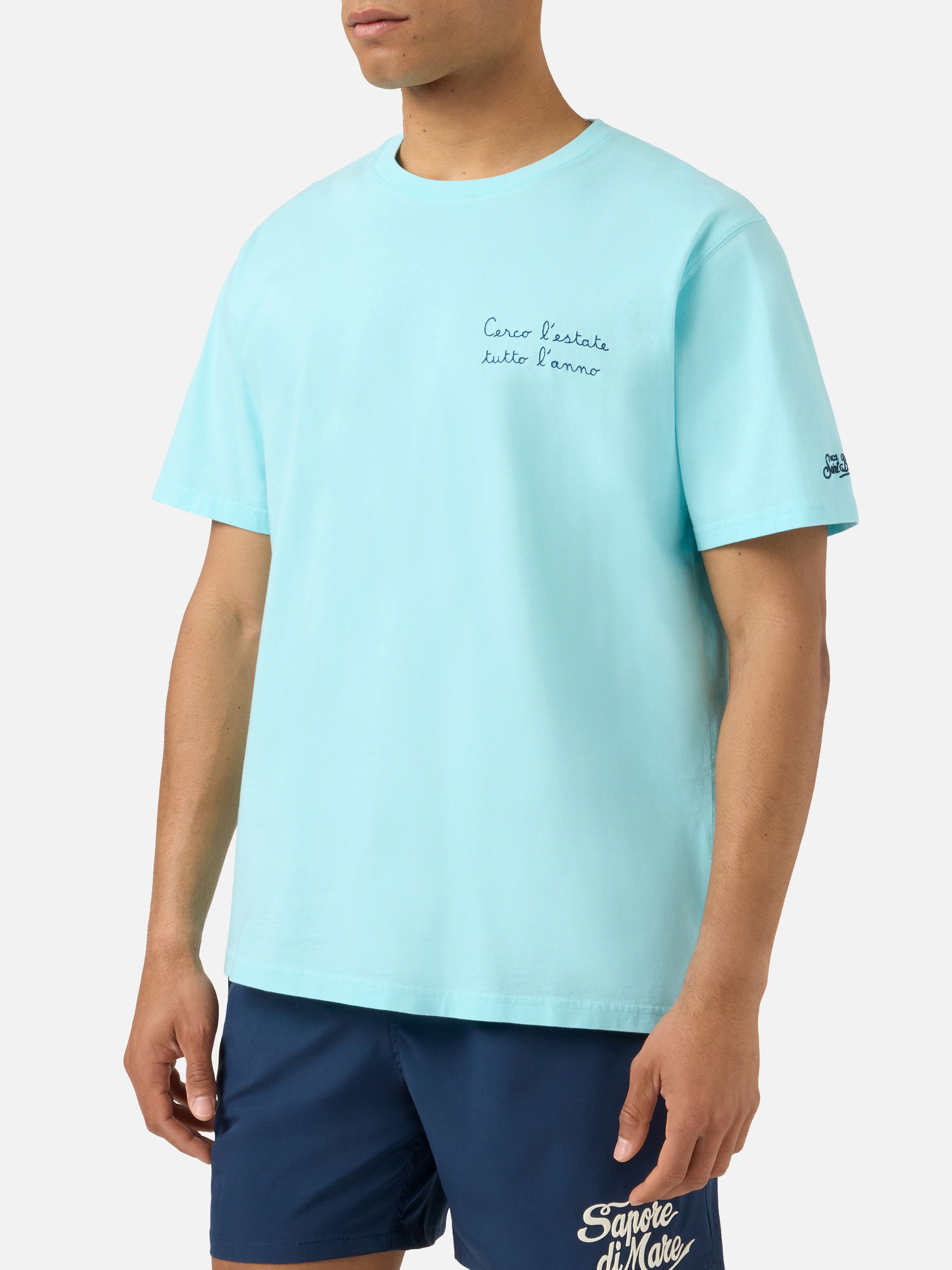 mc2-saint-barth-portofino-t-shirt-uomo-turchese-ricamo-cerco-l-estate-tutto-l-an image 2