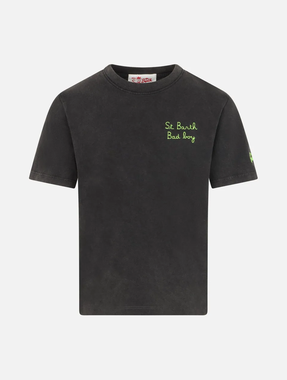 mc2-saint-barth-josh-t-shirt-bambino-in-cotone-nero-con-ricamo-bad-boy-giallo-fl image 1
