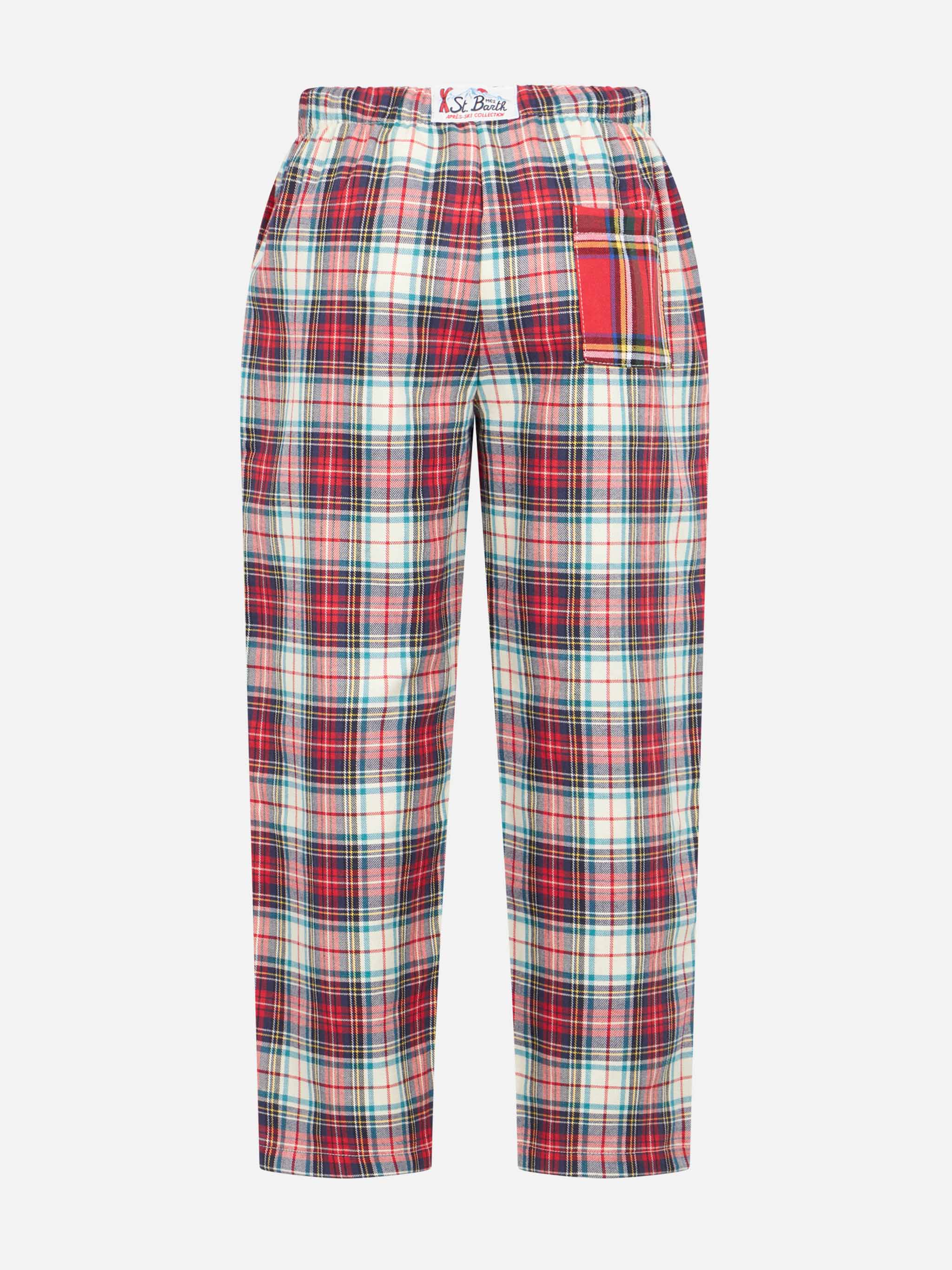 mc2-saint-barth-pantaloni-pigiama-bambino-in-cotone-tartan-rosso image 2
