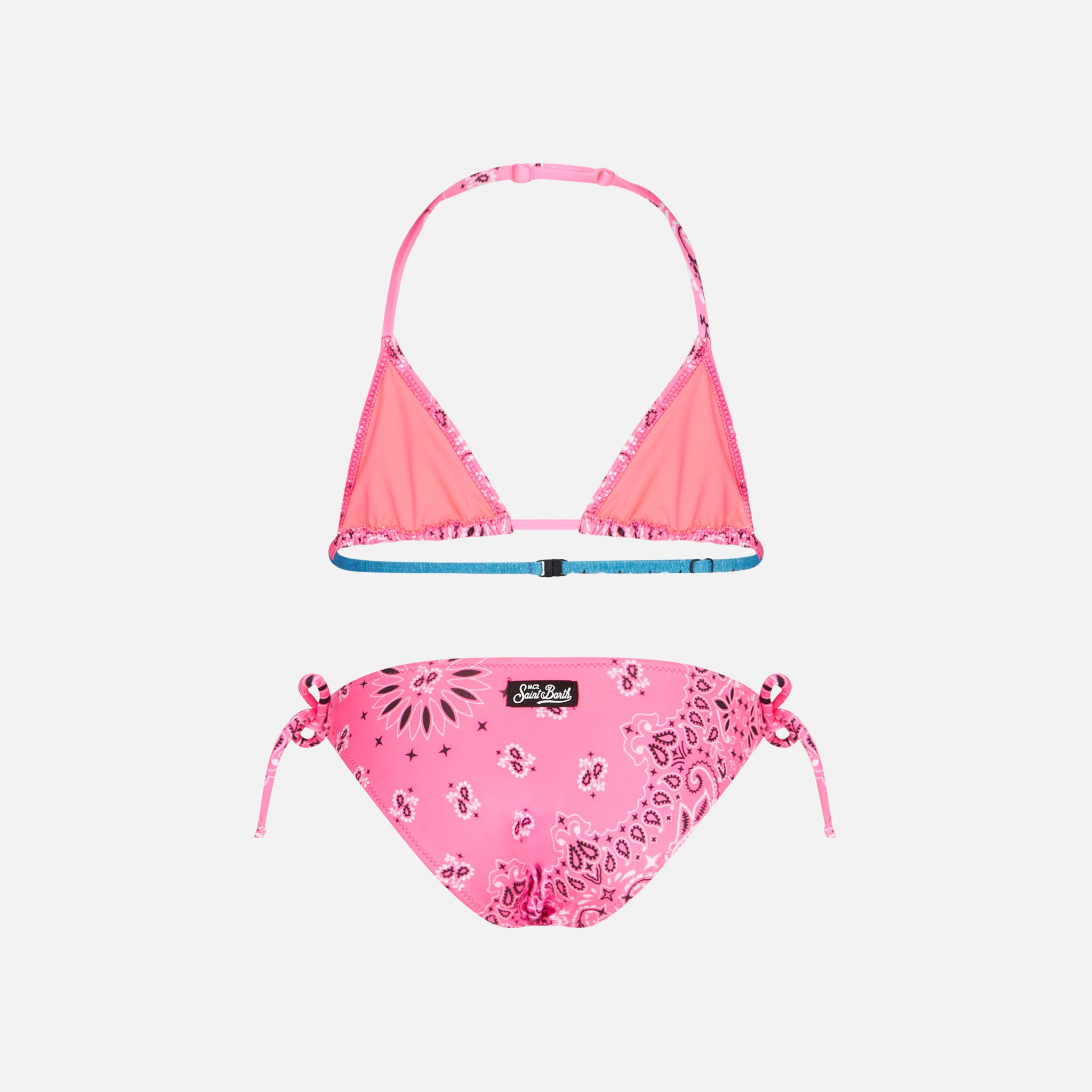 mc2-saint-barth-bikini-triangolo-bambina-stampa-bandana-rosa-fluo image 2