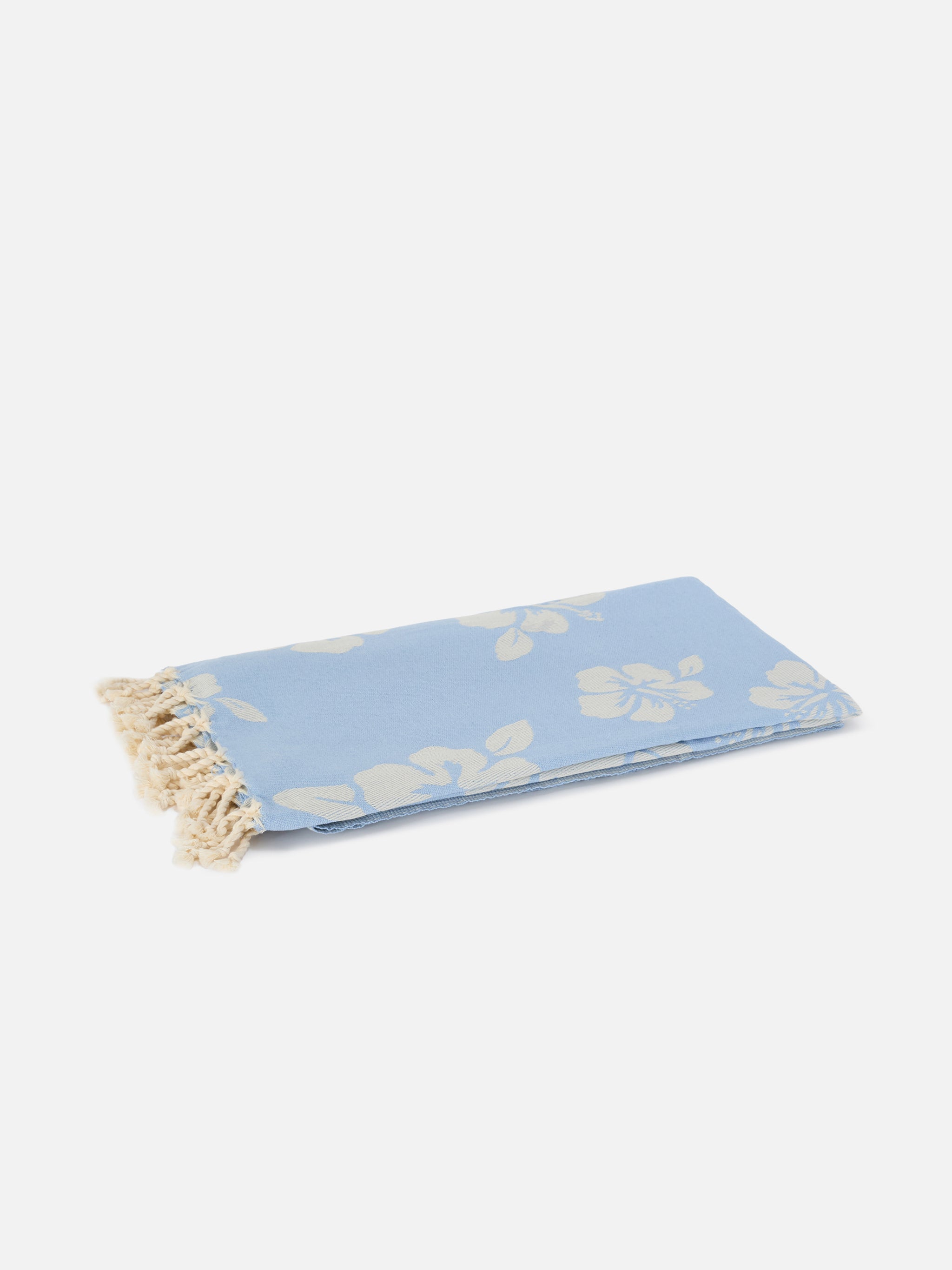 mc2-saint-barth-telo-mare-foutas-jacquard-azzurro-hibiscus-con-frange image 2