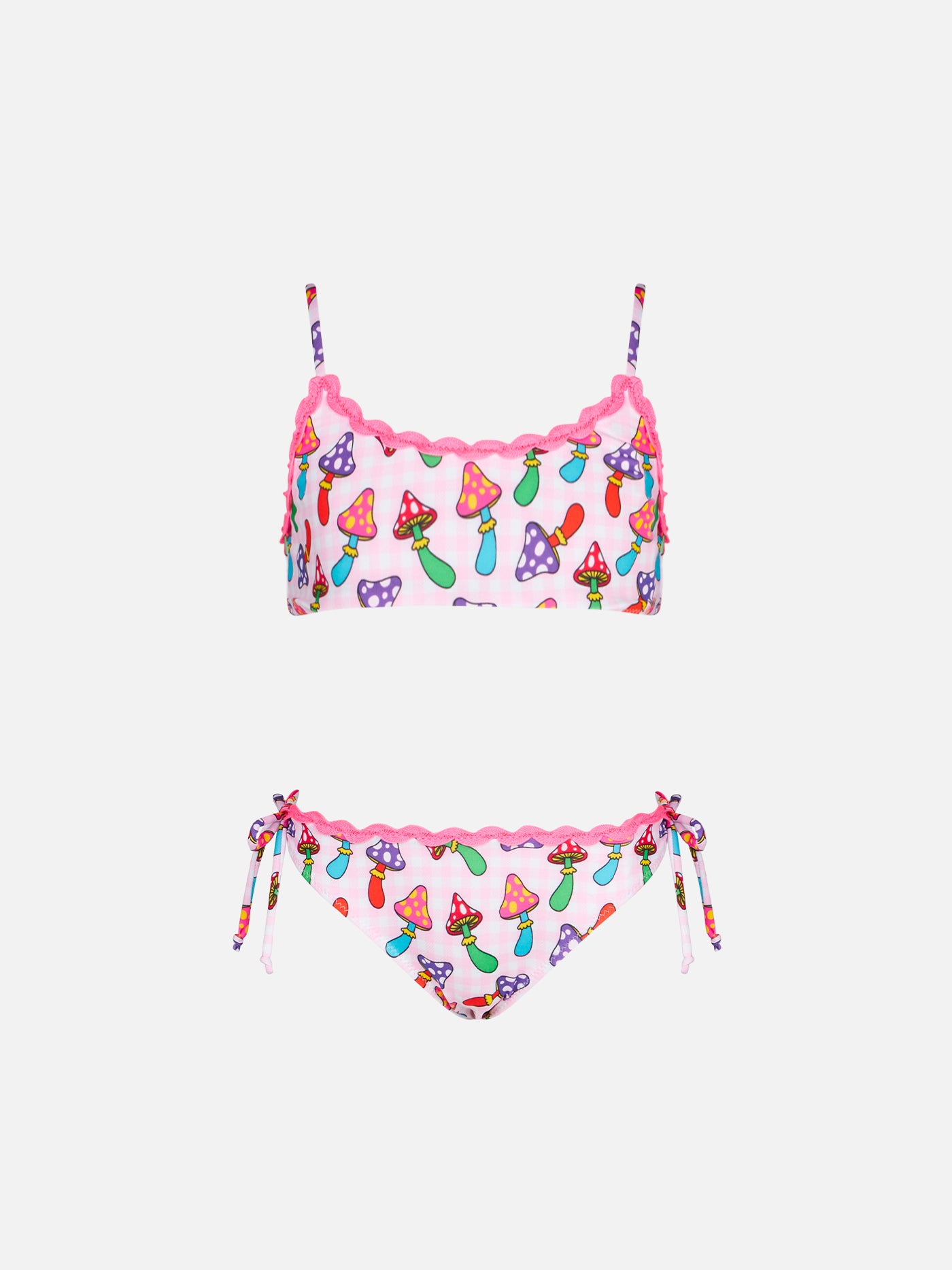 mc2-saint-barth-bikini-bambina-bralette-funghi-vichy-rosa image 1