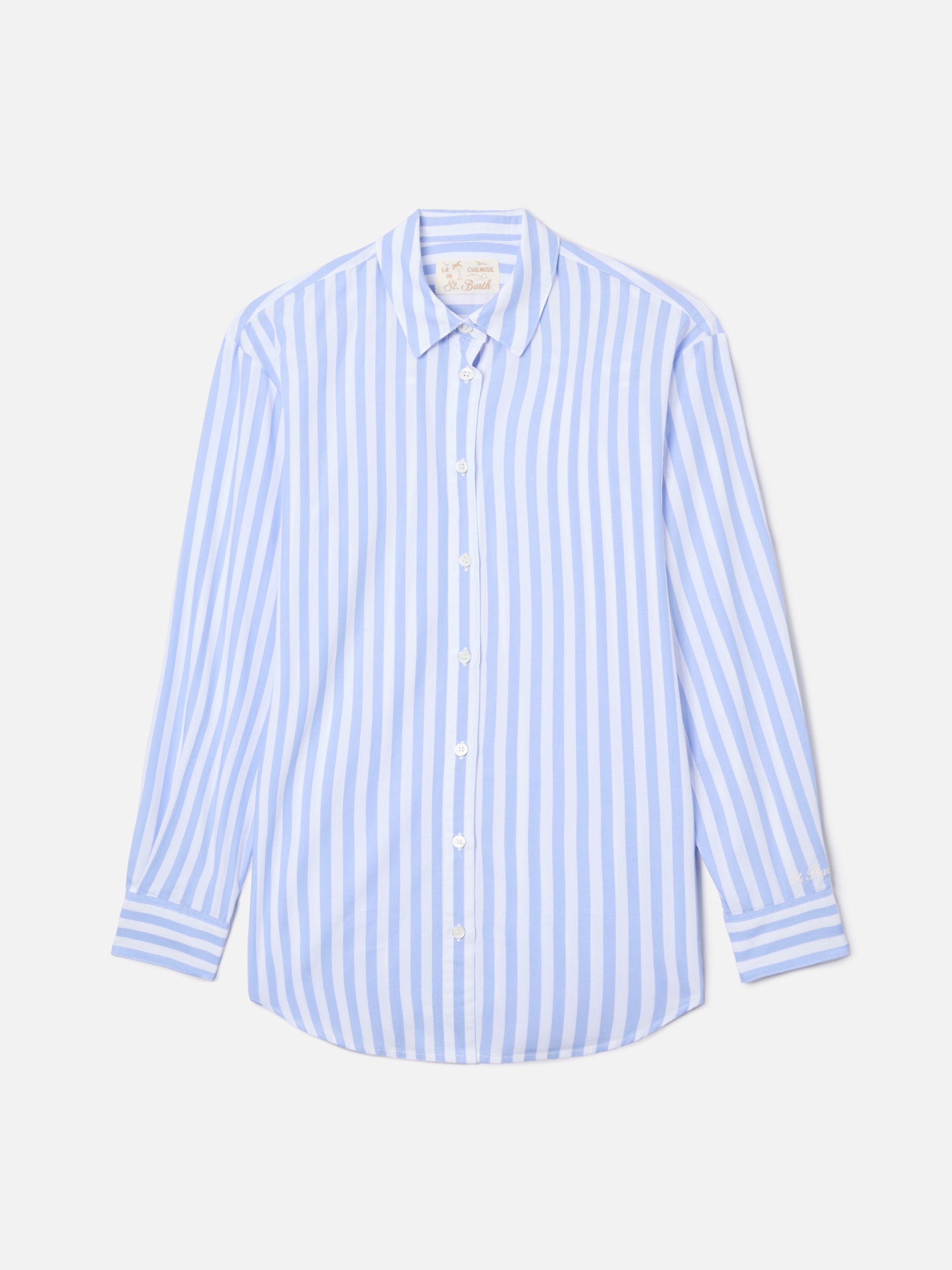mc2-saint-barth-camicia-brigitte-in-cotone-popeline-a-righe-azzurre-con-ricamo-b image 4