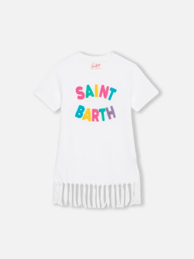 mc2-saint-barth-abito-abbey-bambina-bianco-in-jersey-cotone-con-frange image 1