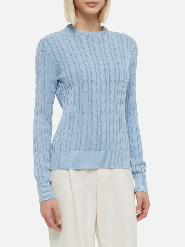 mc2-saint-barth-new-queen-maglione-girocollo-donna-azzurro-in-cotone-a-trecce image 1