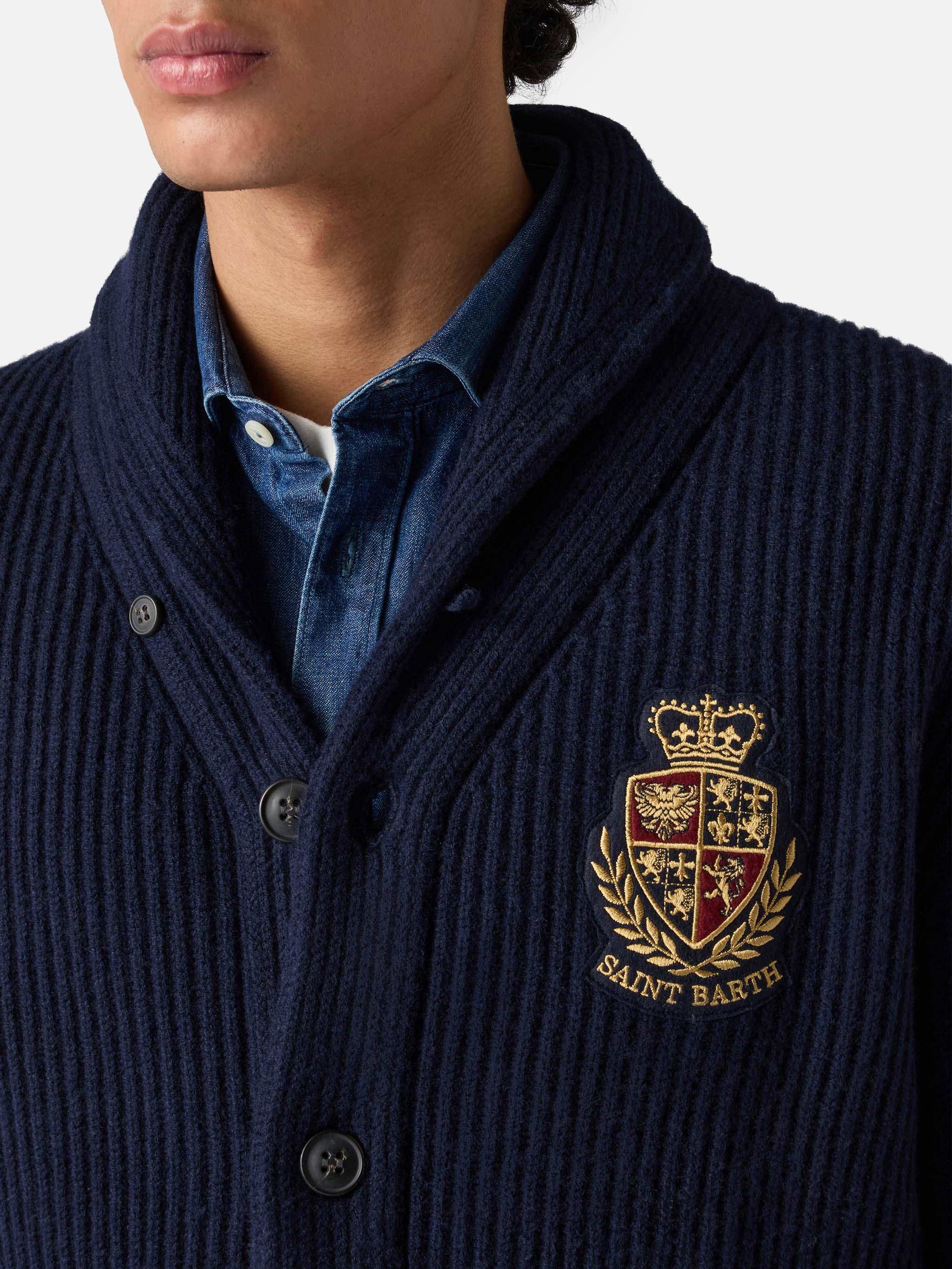 mc2-saint-barth-cardigan-uomo-burford-blu-con-collo-a-scialle-e-patch image 2
