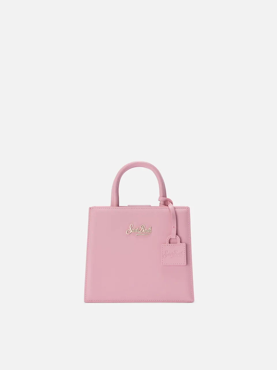 mc2-saint-barth-borsa-shop-mini-in-pelle-liscia-rosa-con-targhetta-metallica image 1