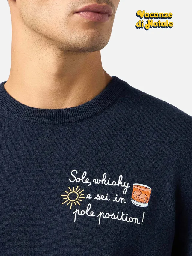 mc2-saint-barth-maglione-girocollo-heron-light-uomo-blu-navy-ricamo-sole-vacanze image 1