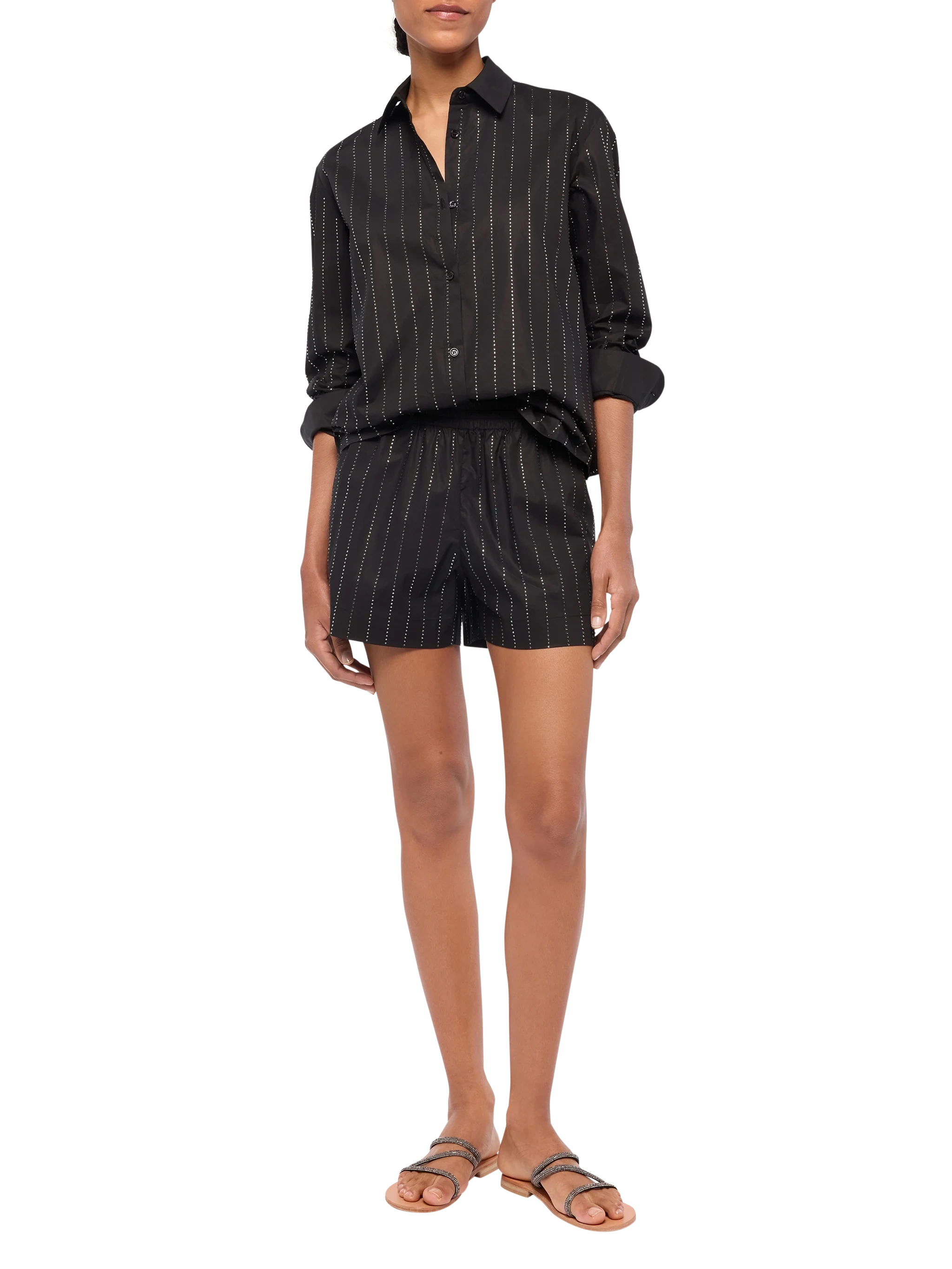 mc2-saint-barth-meredith-camicia-classica-in-popeline-di-cotone-a-righe-con-stra image 4
