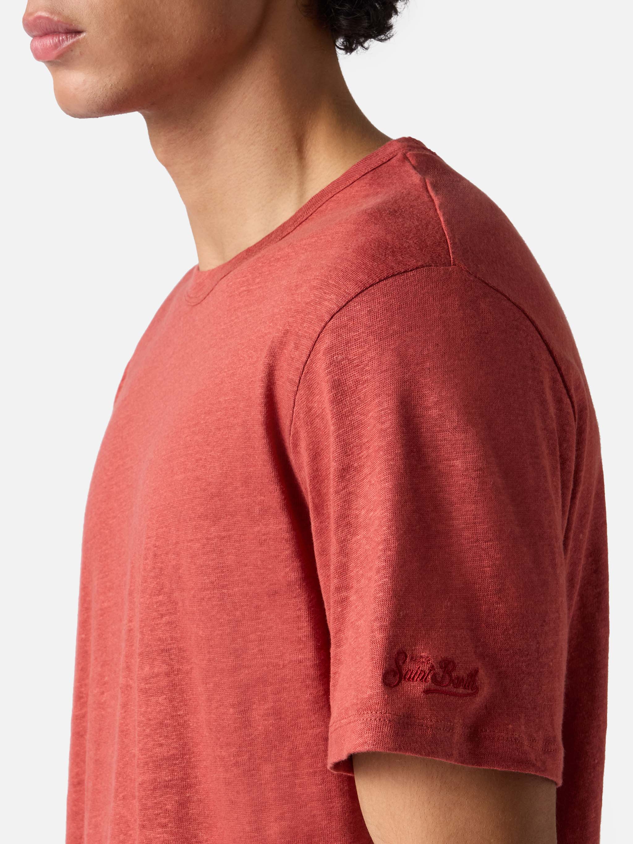 mc2-saint-barth-ecstasea-t-shirt-uomo-in-puro-lino-rosso image 3