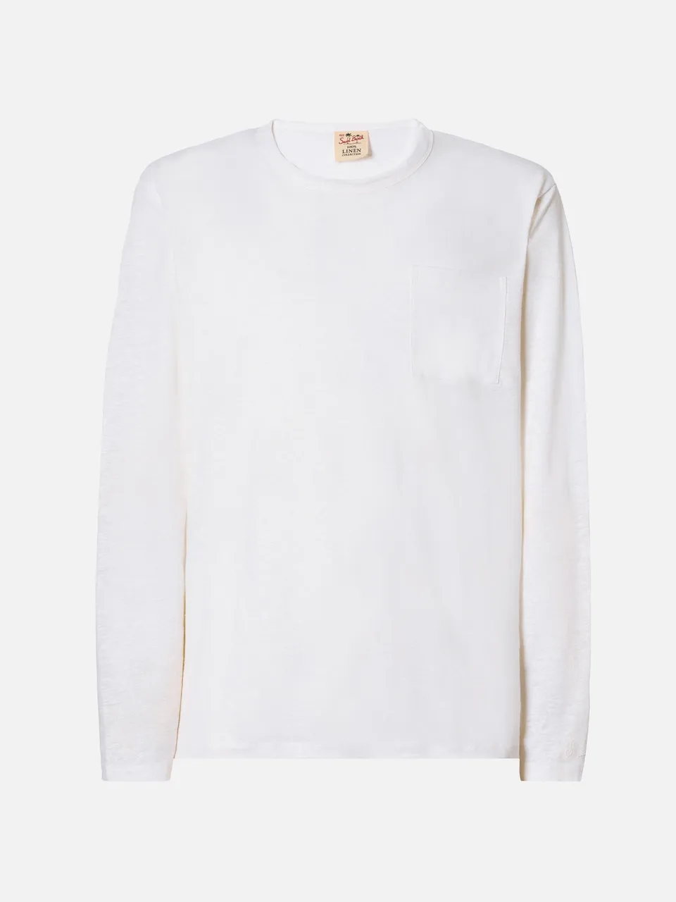 mc2-saint-barth-t-shirt-ecstasea-uomo-in-lino-jersey-bianca-tinta-unita-con-tasc image 1