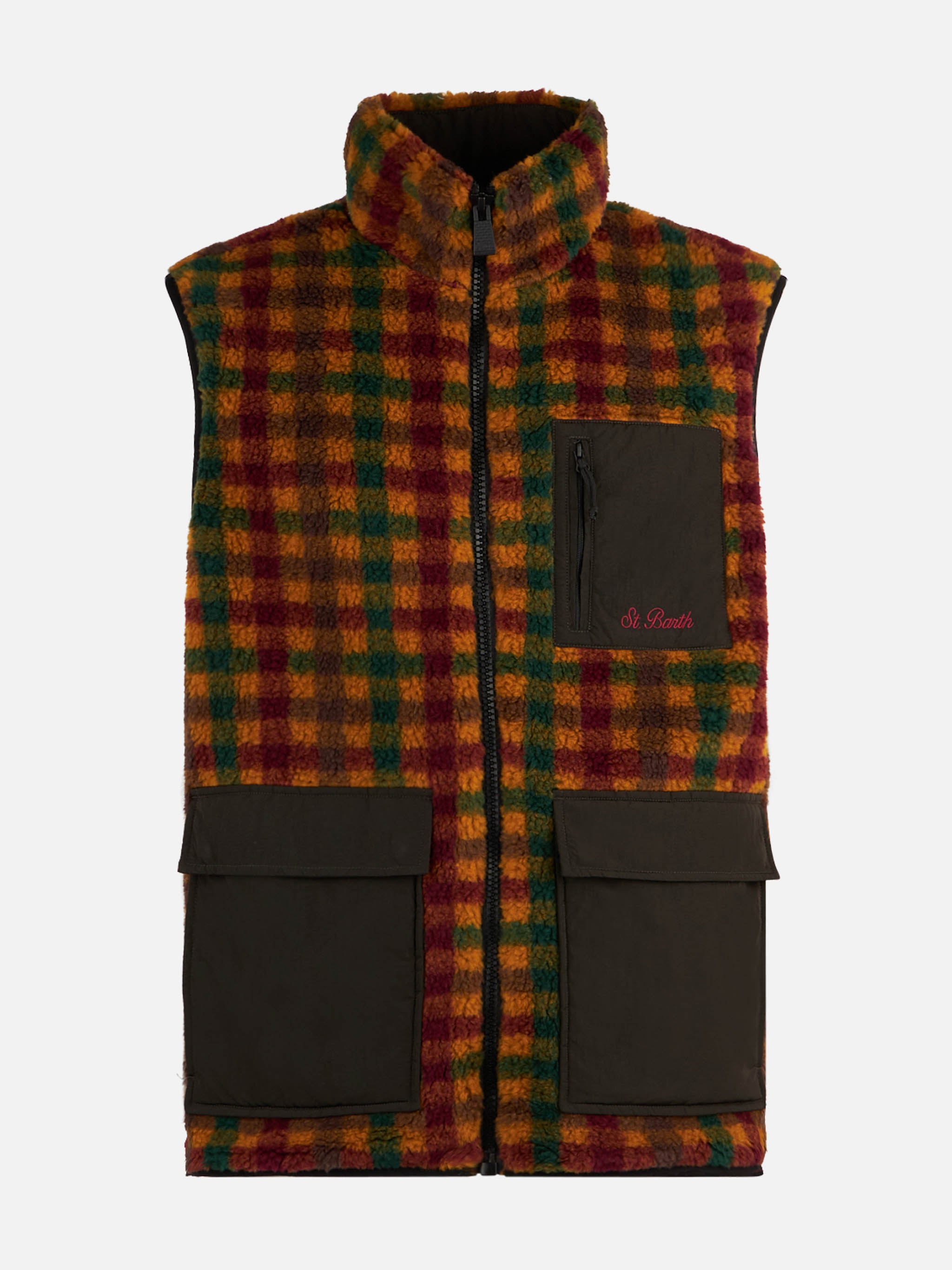 mc2-saint-barth-wanaka-gilet-uomo-sherpa-check-con-tasche image 4