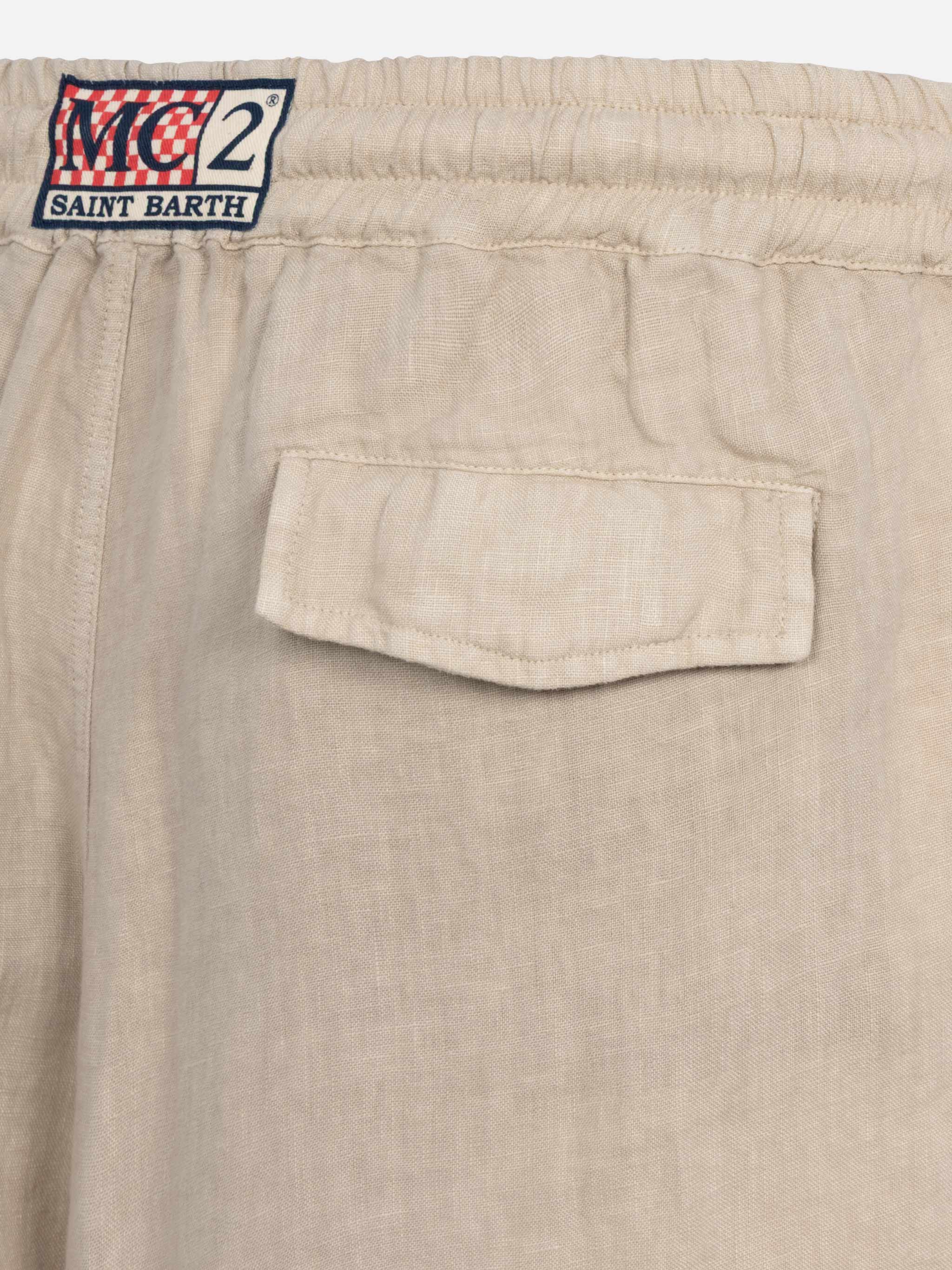 mc2-saint-barth-marseille-bermuda-uomo-lino-beige-vita-elasticizzata image 6