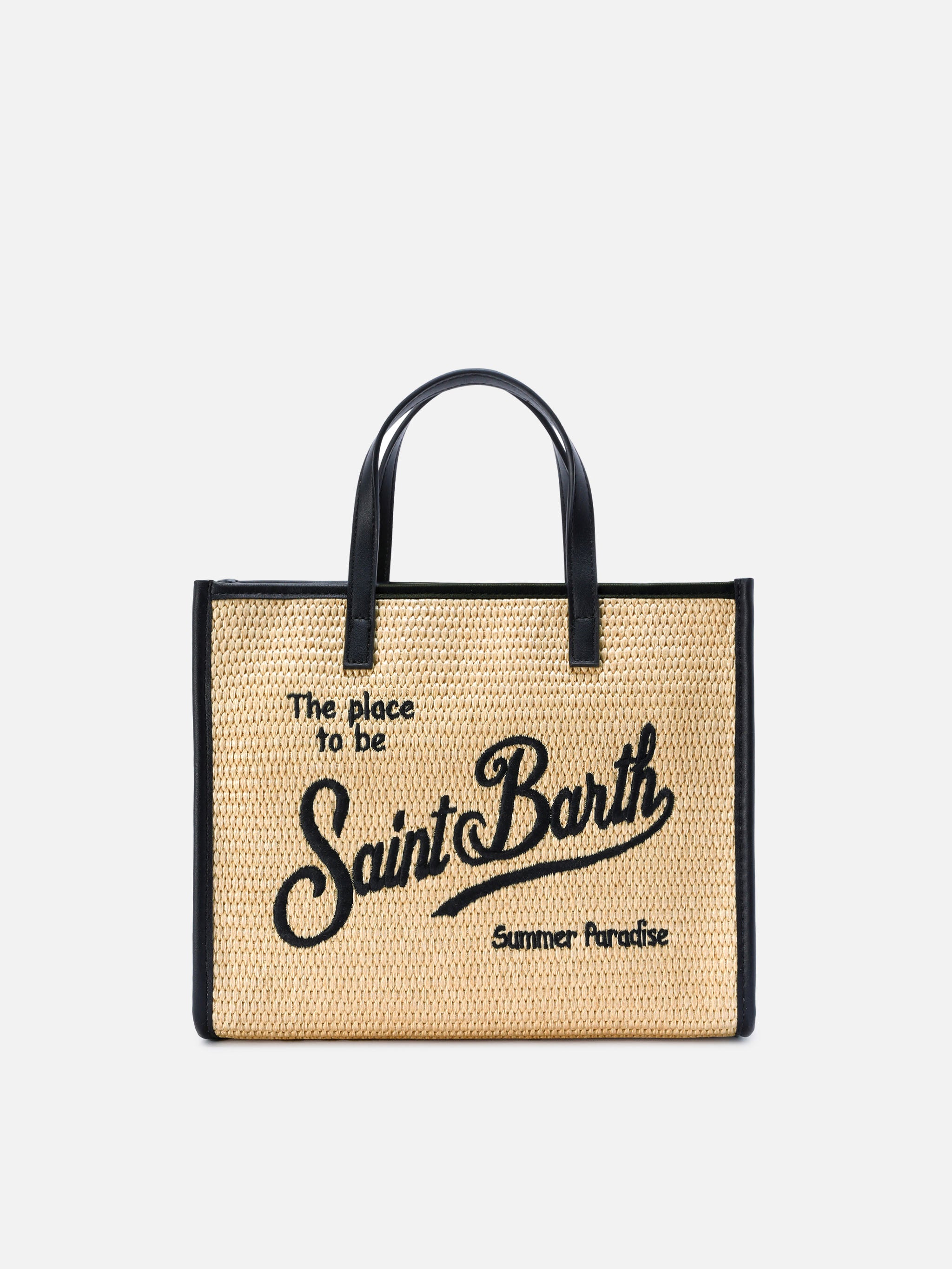 mc2-saint-barth-vivian-medium-borsa-effetto-raffia-beige-con-logo-nero image 1