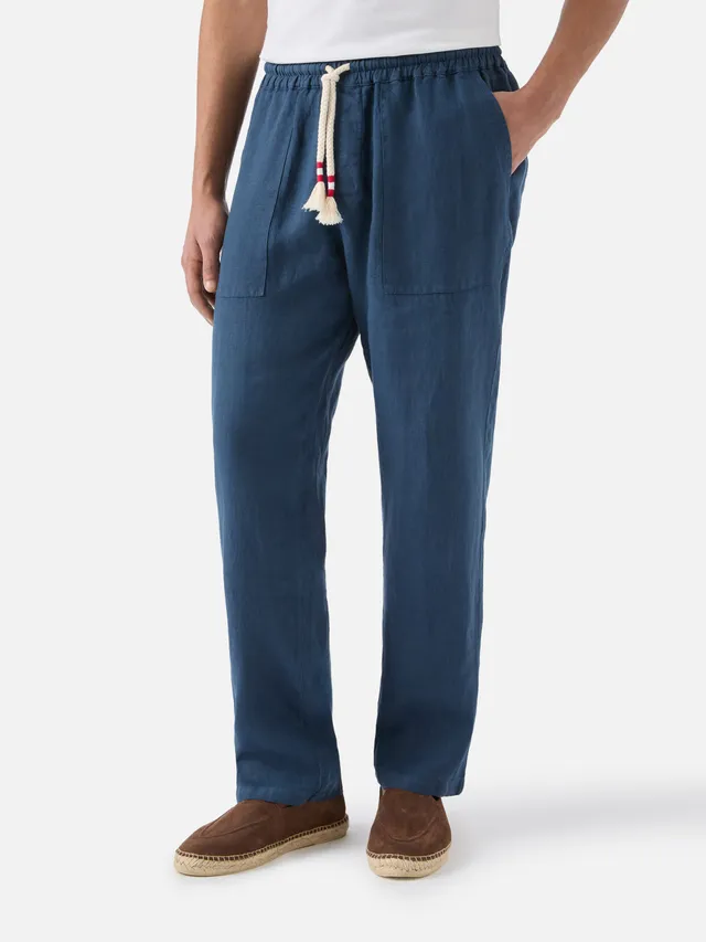 mc2-saint-barth-calais-pantaloni-in-lino-blu-navy-con-coulisse image 1