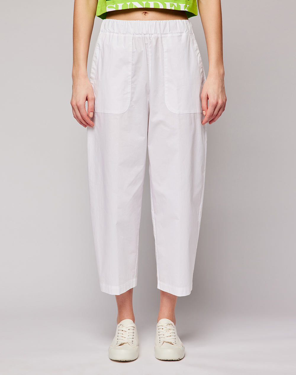 sundek-pantaloni-donna-in-popeline-di-cotone-vita-elastica-con-coulisse image 6