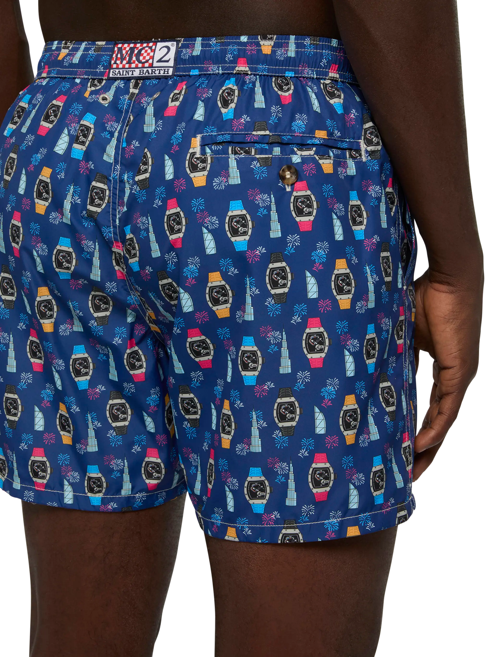 mc2-saint-barth-lighting-costume-mare-uomo-blu-navy-stampa-orologi image 6