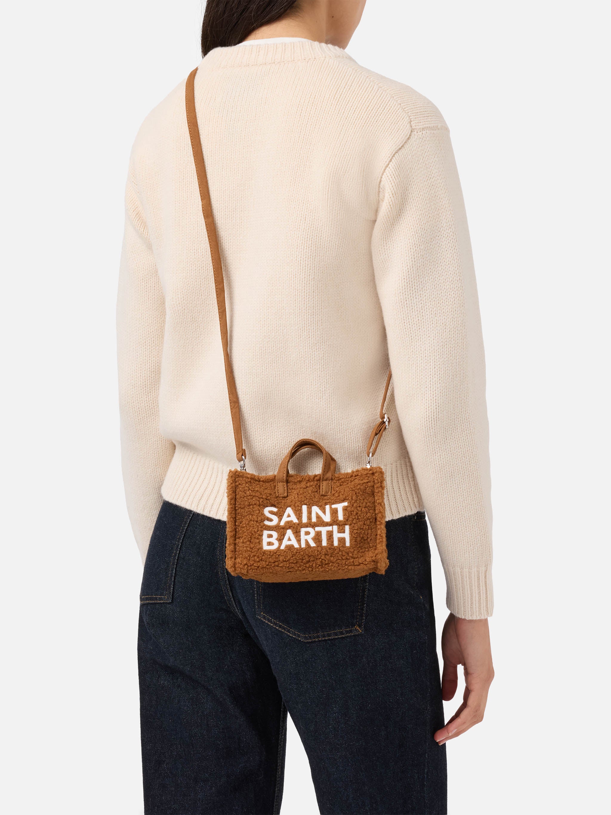 mc2-saint-barth-phone-bag-teddy-mini-borsa-telefono-sherpa-marrone image 2