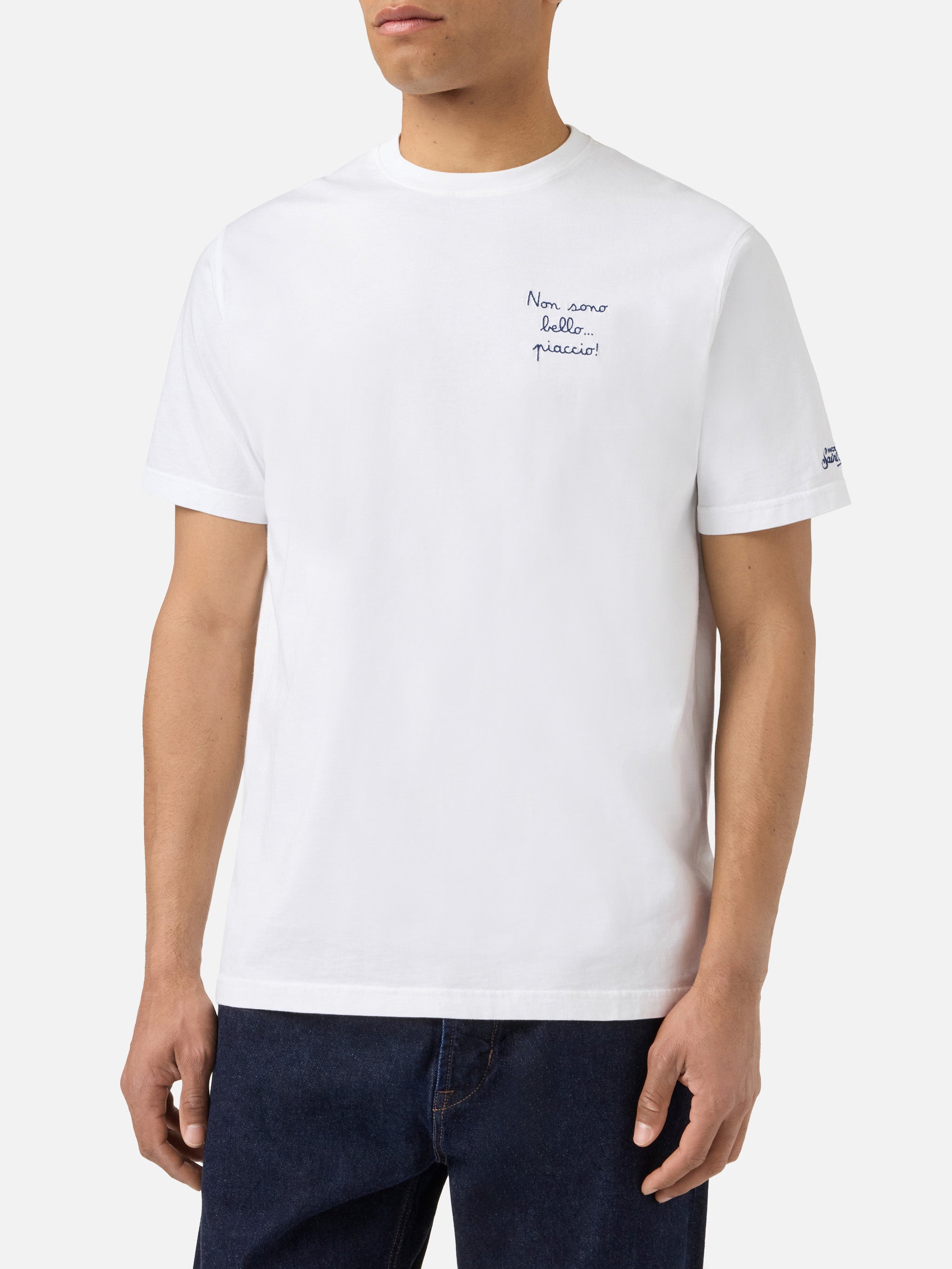 mc2-saint-barth-t-shirt-portofino-bianca-ricamo-non-sono-bello-piaccio-uomo image 2