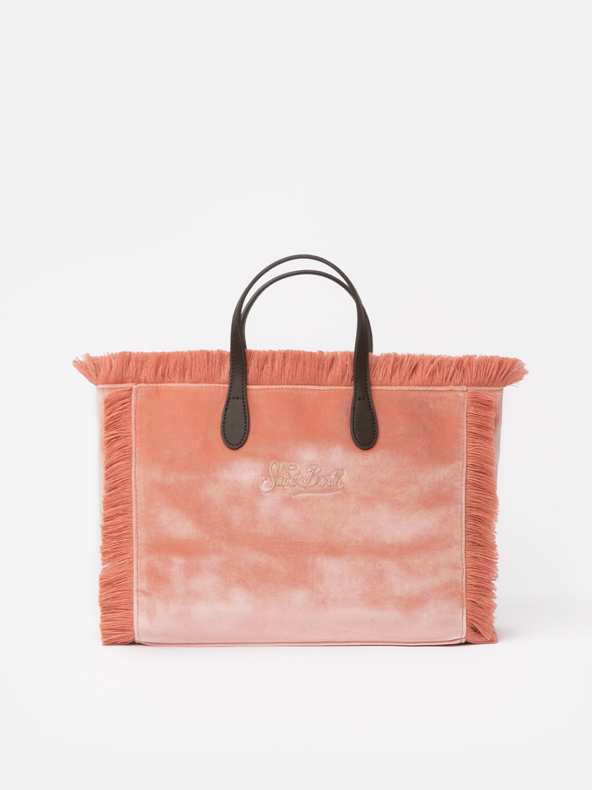 mc2-saint-barth-colette-borsa-in-velluto-rosa-con-logo-in-strass image 5