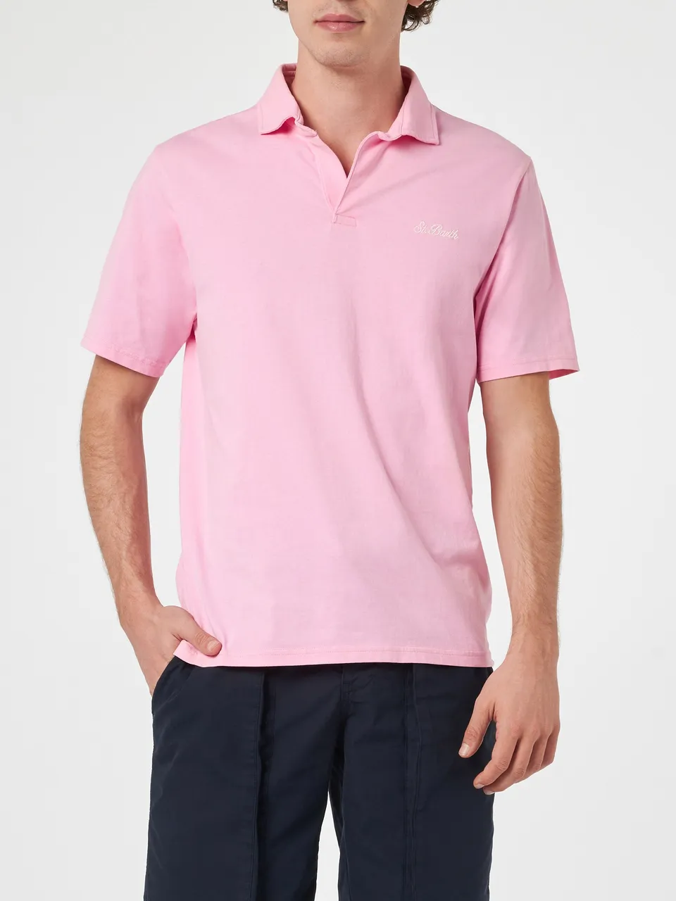 mc2-saint-barth-polo-uomo-brighton-rosa-in-cotone-jersey-tinta-unita image 1