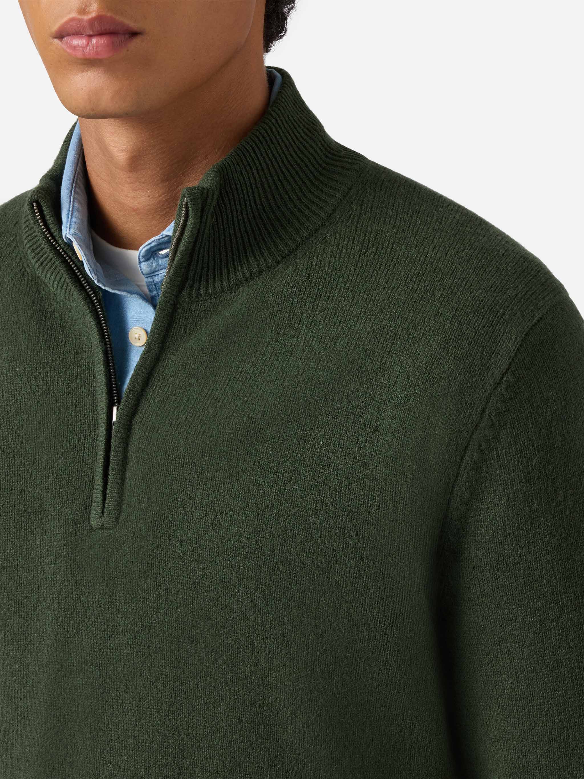 mc2-saint-barth-jermyn-pullover-mezza-zip-lambswool-verde-muschio-uomo image 2
