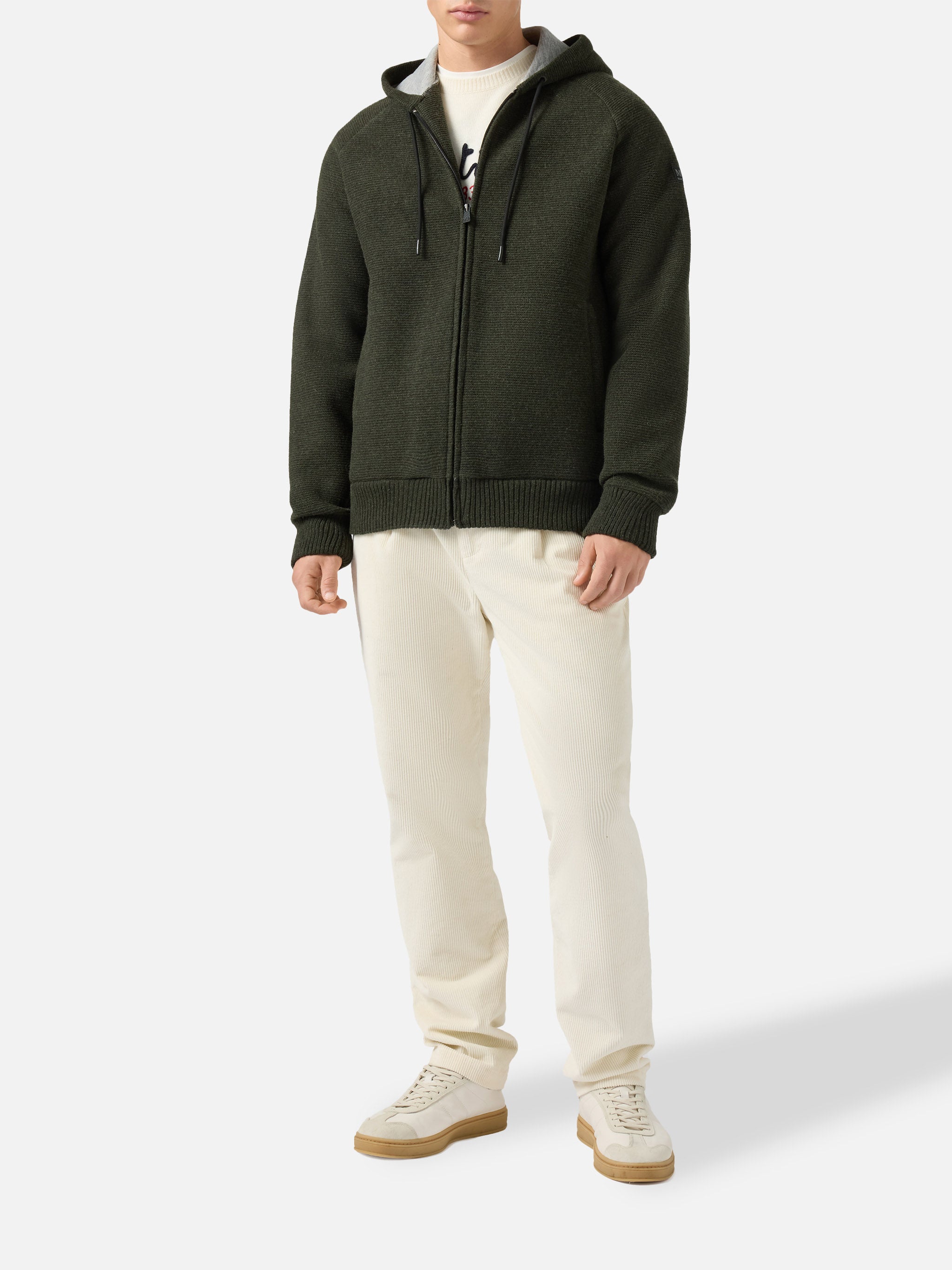 mc2-saint-barth-giacca-carrell-knit-uomo-verde-militare-con-zip-e-cappuccio image 2