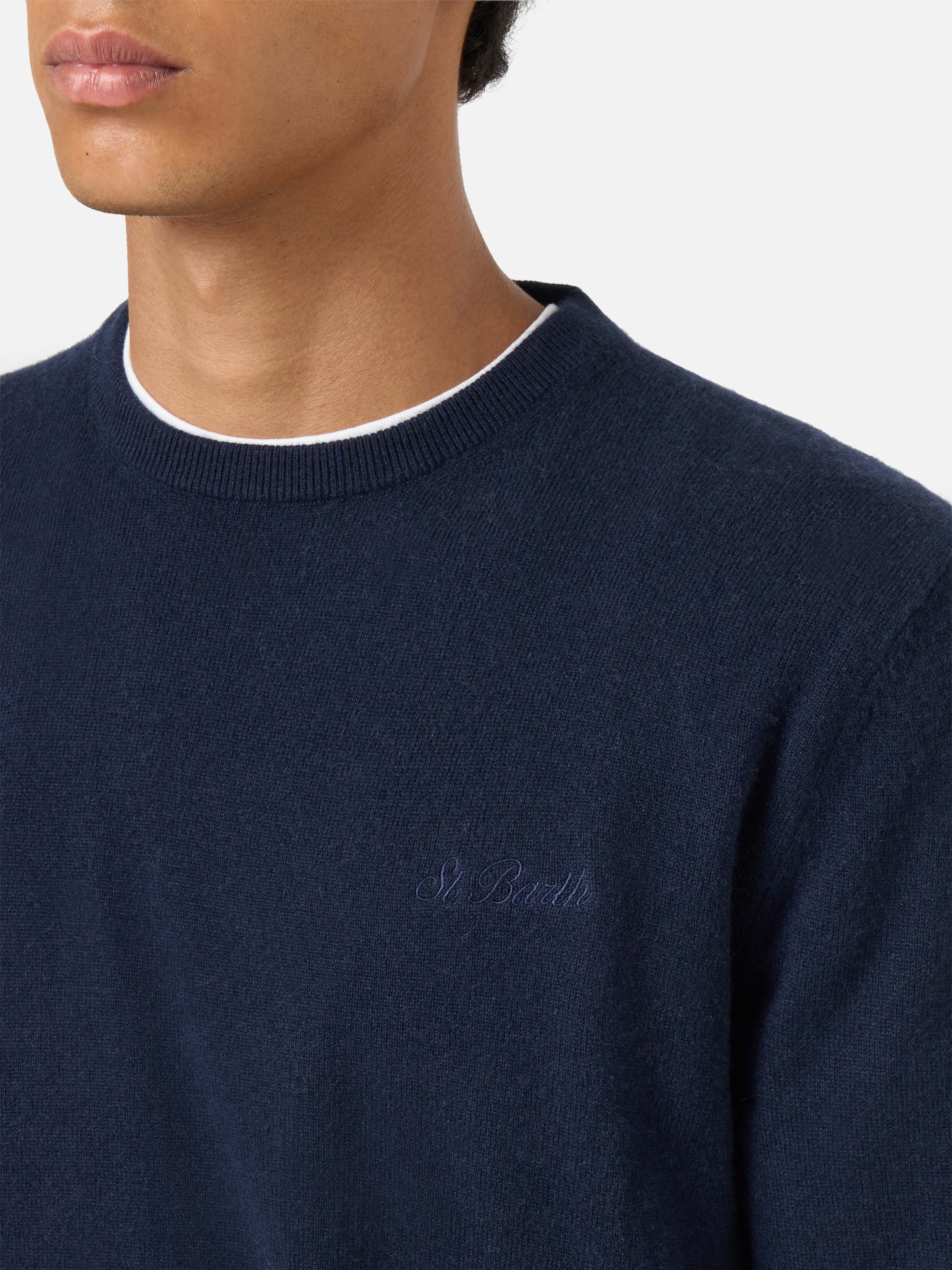 mc2-saint-barth-regent-maglione-girocollo-uomo-blu-navy-in-misto-cashmere image 2
