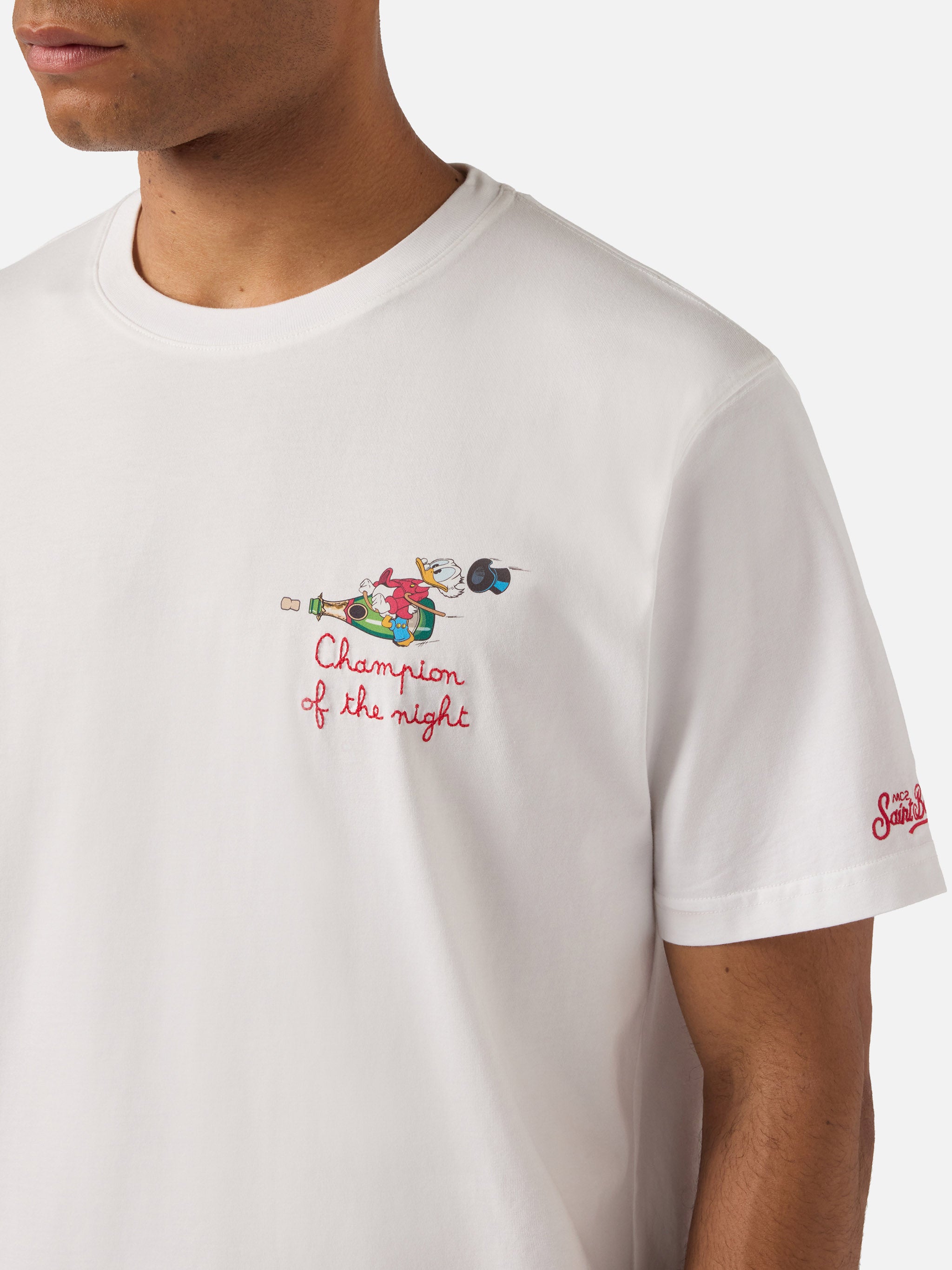 t-shirt-mc2-saint-barth-portofino-bianca-con-ricamo-champion-of-the-night-disney image 2
