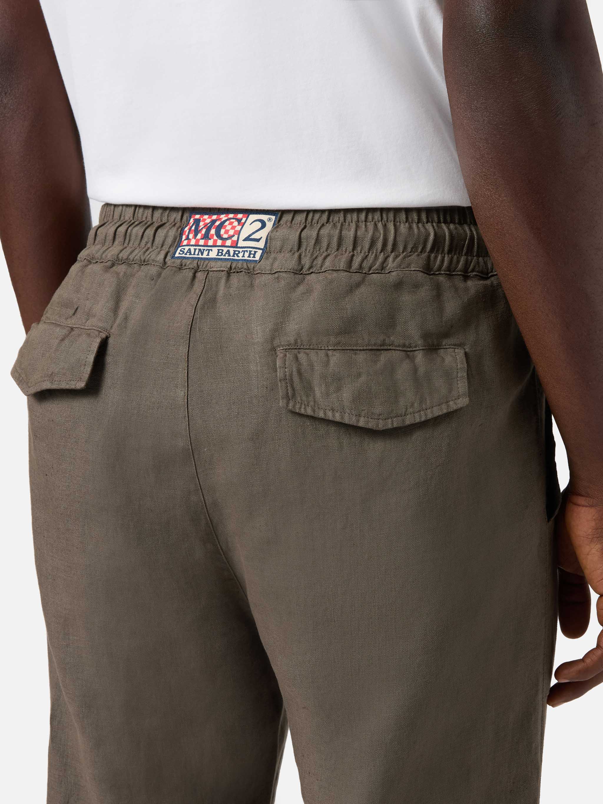 mc2-saint-barth-calais-pantalone-uomo-lungo-kaki-in-puro-lino image 3