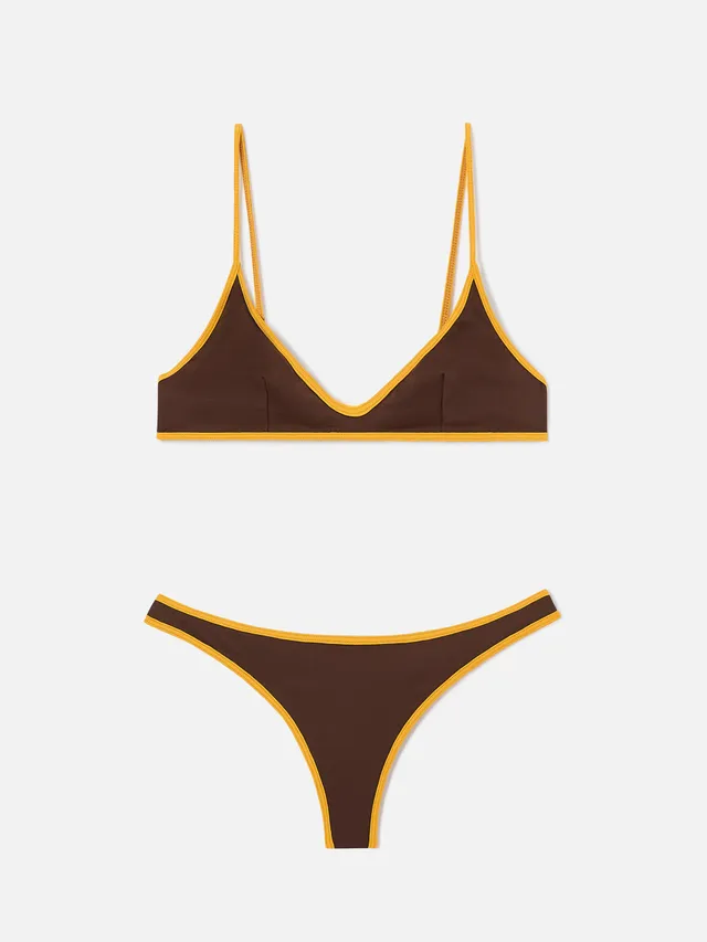 mc2-saint-barth-panamy-string-bikini-marrone-con-bordi-gialli-donna image 1