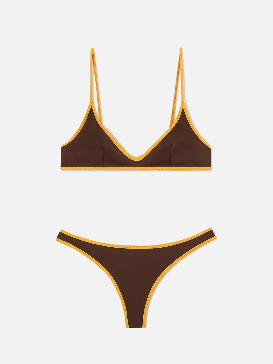 mc2-saint-barth-panamy-string-bikini-marrone-con-bordi-gialli-donna image 1