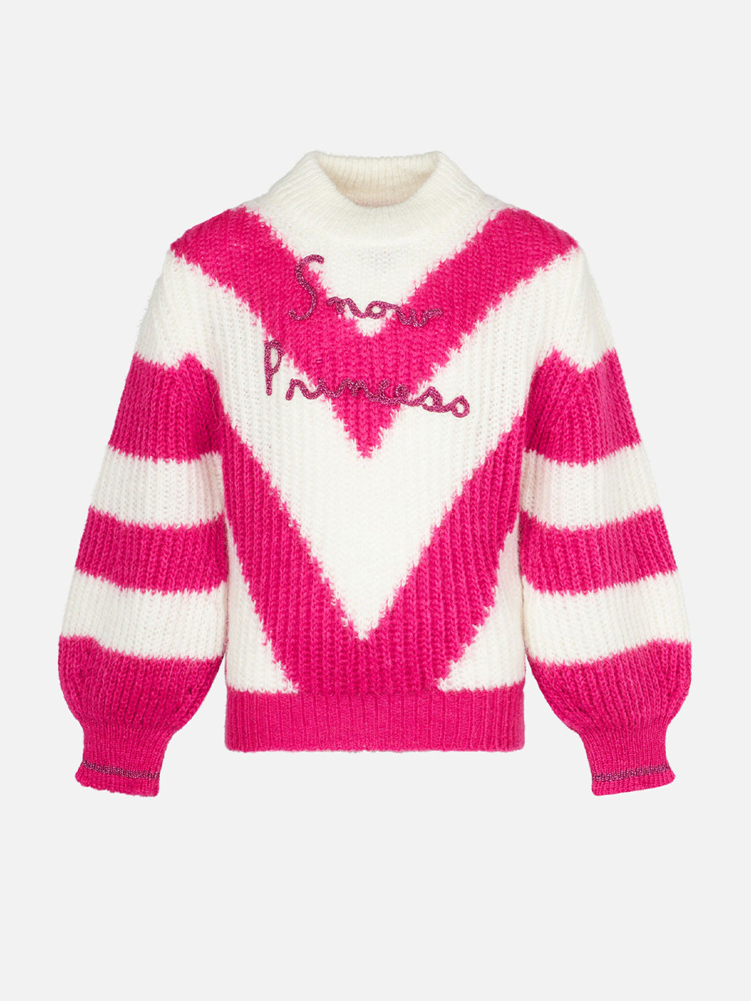 mc2-saint-barth-maglione-bambina-squadrato-con-ricamo-snow-princess-righe-bianch image 1