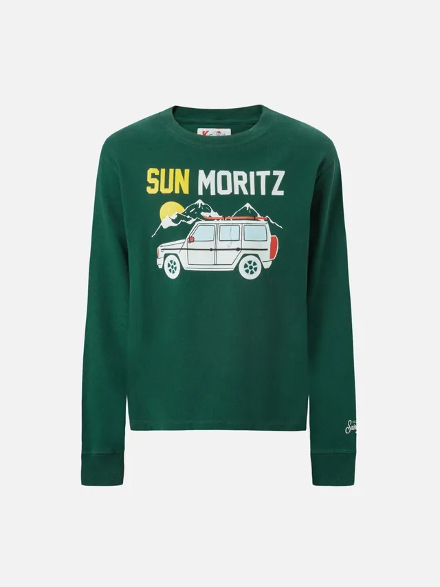 mc2-saint-barth-luton-jr-t-shirt-maniche-lunghe-da-bambino-in-cotone-verde-con-r image 1