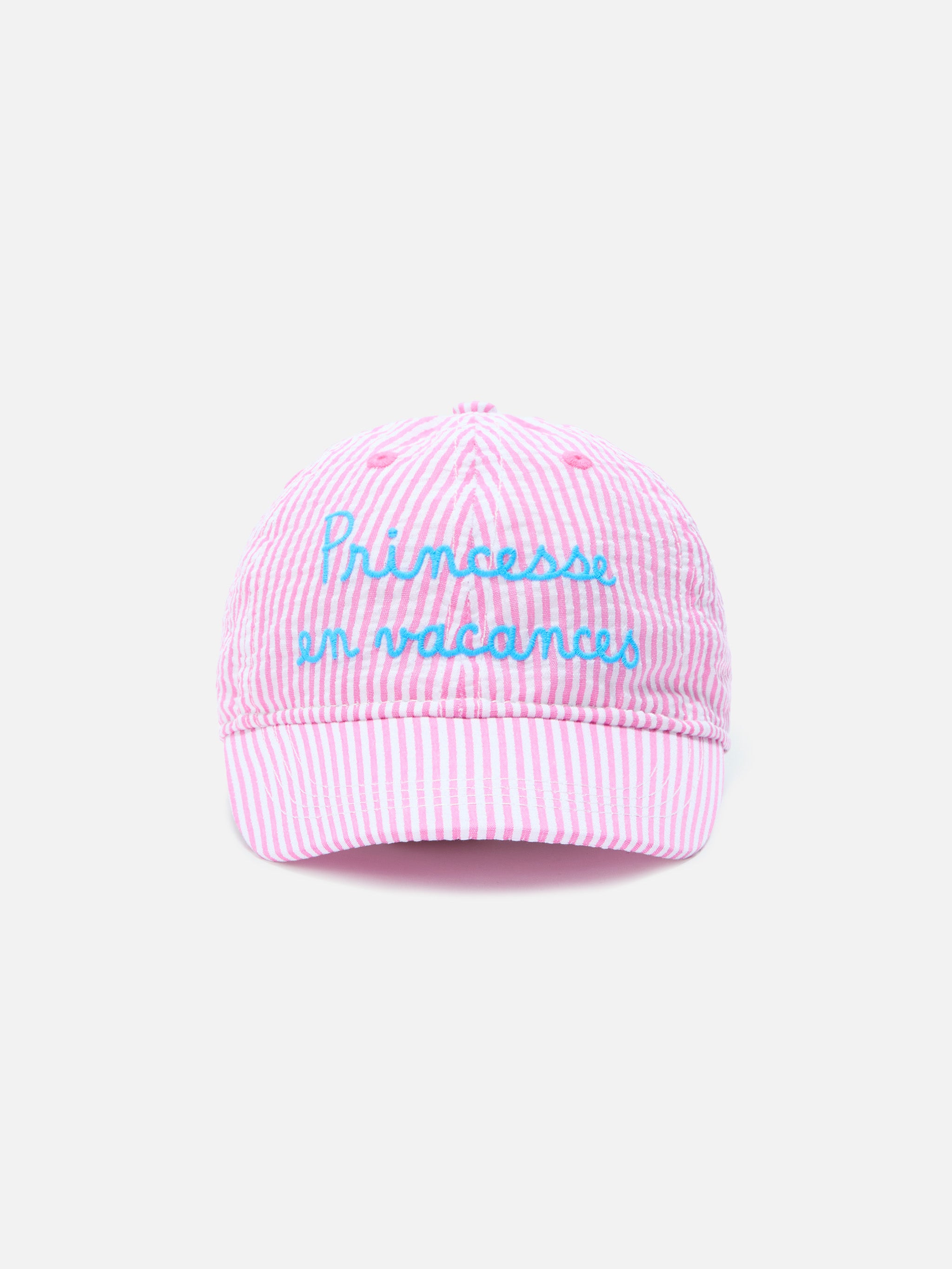 mc2-saint-barth-basb0008-cappellino-baseball-bambina-in-cotone-seersucker-rosa-e image 1