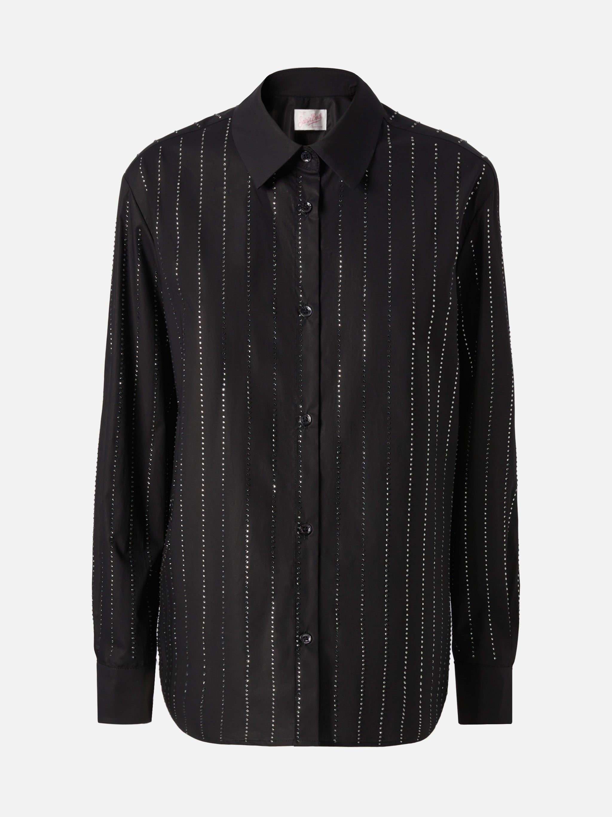 mc2-saint-barth-meredith-camicia-classica-in-popeline-di-cotone-a-righe-con-stra image 5