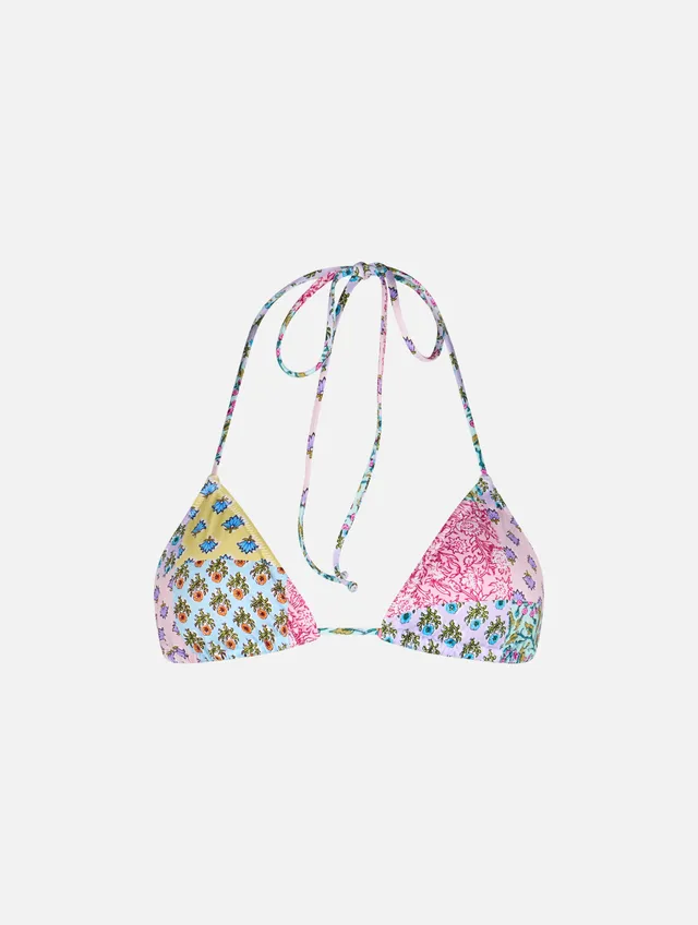 mc2-saint-barth-leah-costume-donna-top-triangolo-patch-floreale image 1