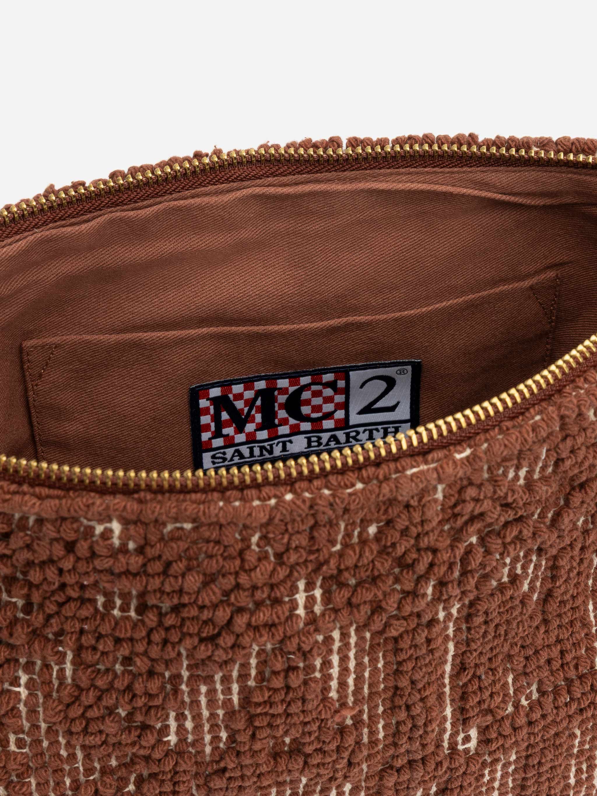 mc2-saint-barth-pochette-aline-in-cotone-marrone-con-ricamo-tufting image 4