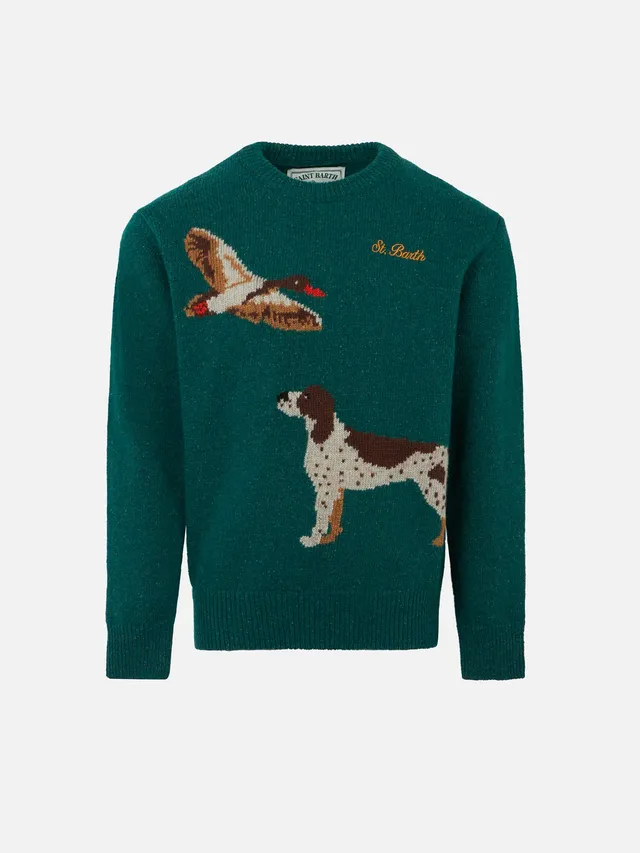 mc2-saint-barth-dou-maglione-bambino-donegal-verde-stampa-cani image 1