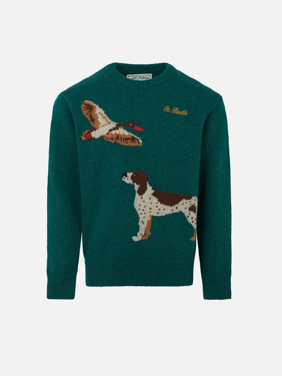 mc2-saint-barth-dou-maglione-bambino-donegal-verde-stampa-cani image 1