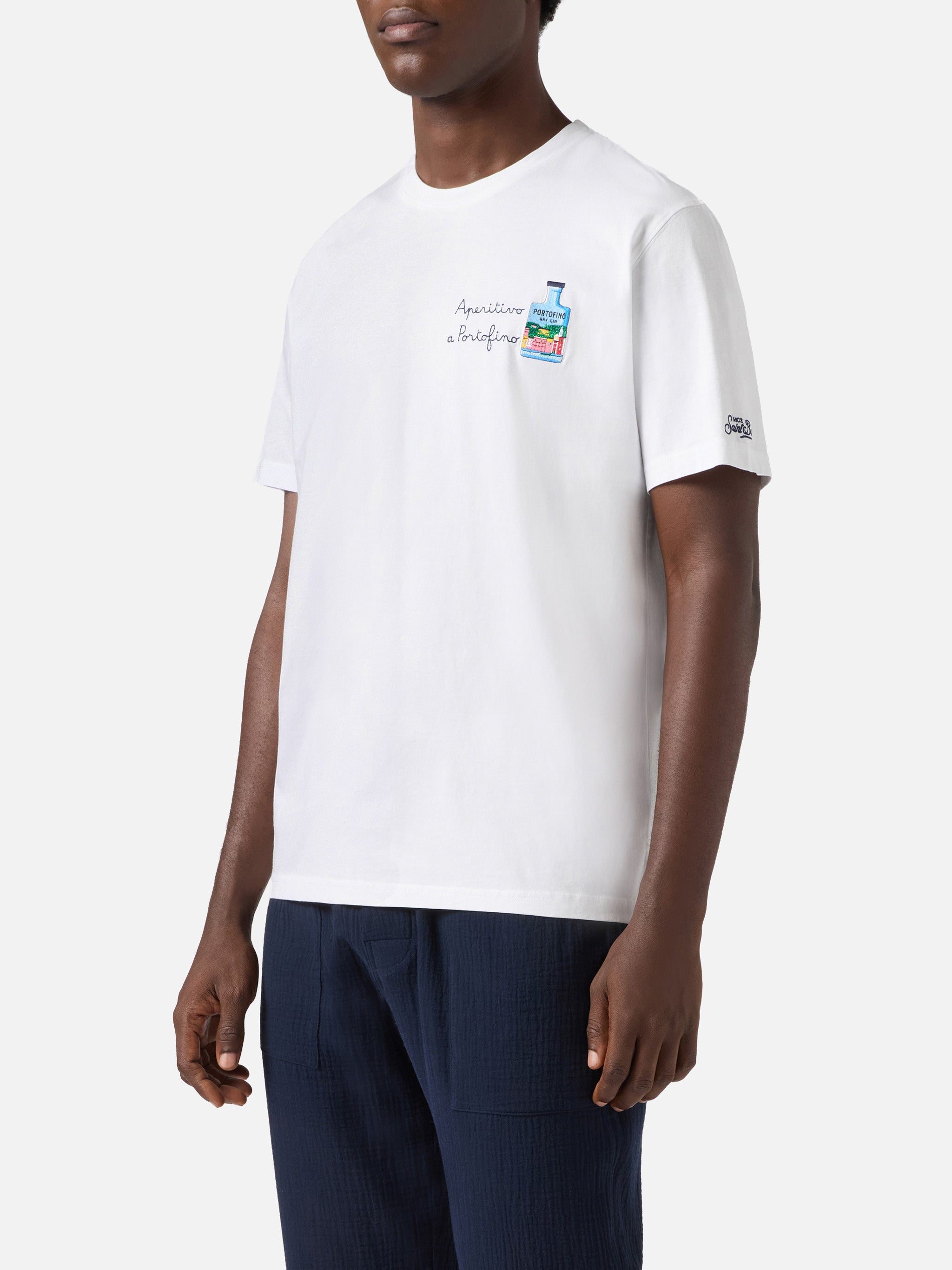 mc2-saint-barth-t-shirt-portofino-uomo-bianca-ricamo-aperitivo-a-portofino-speci image 3