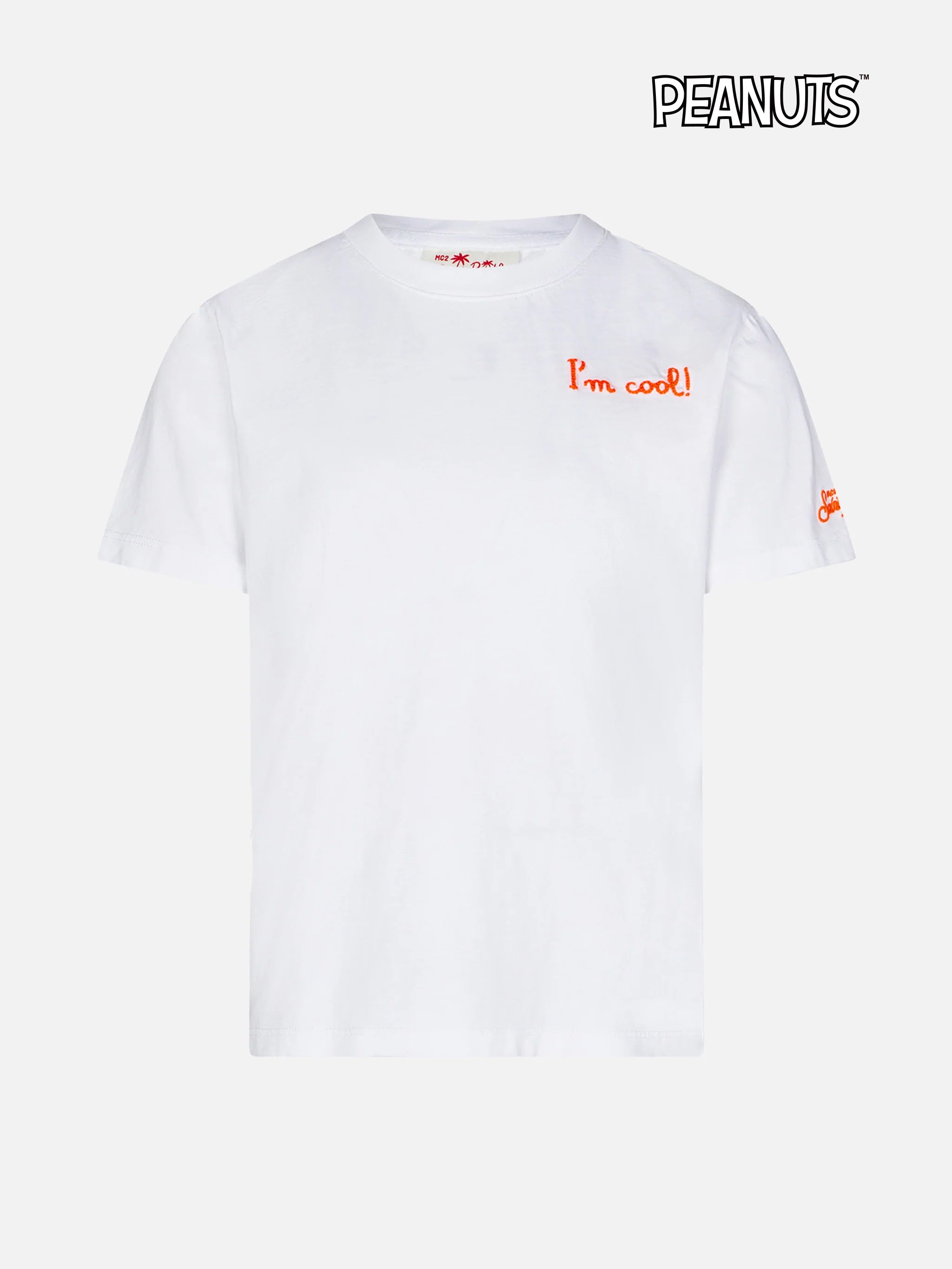 mc2-saint-barth-t-shirt-bambino-i-m-cool-snoopy-peanuts-special-edition-bianca image 1