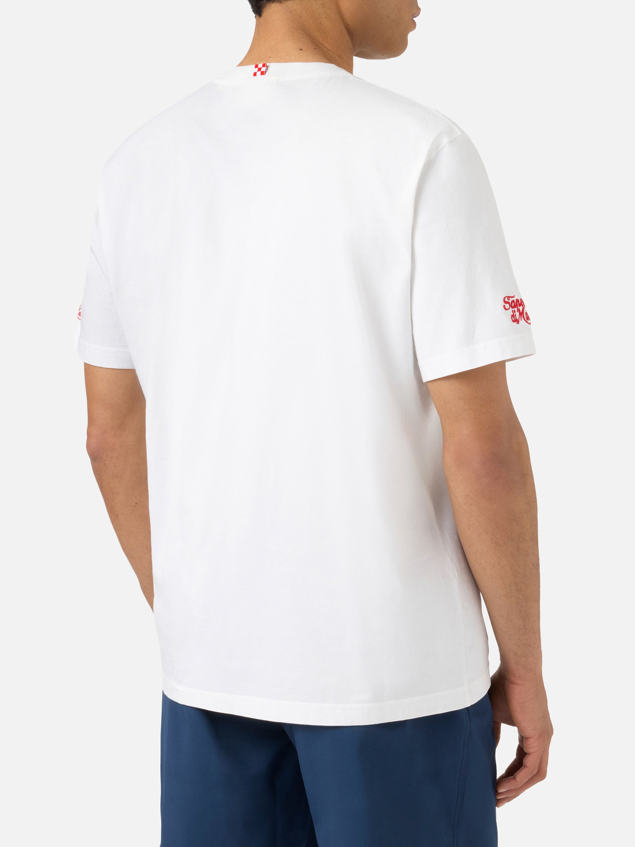 mc2-saint-barth-portofino-t-shirt-uomo-bianca-cotone-ricamo-abbronzatissimo image 3