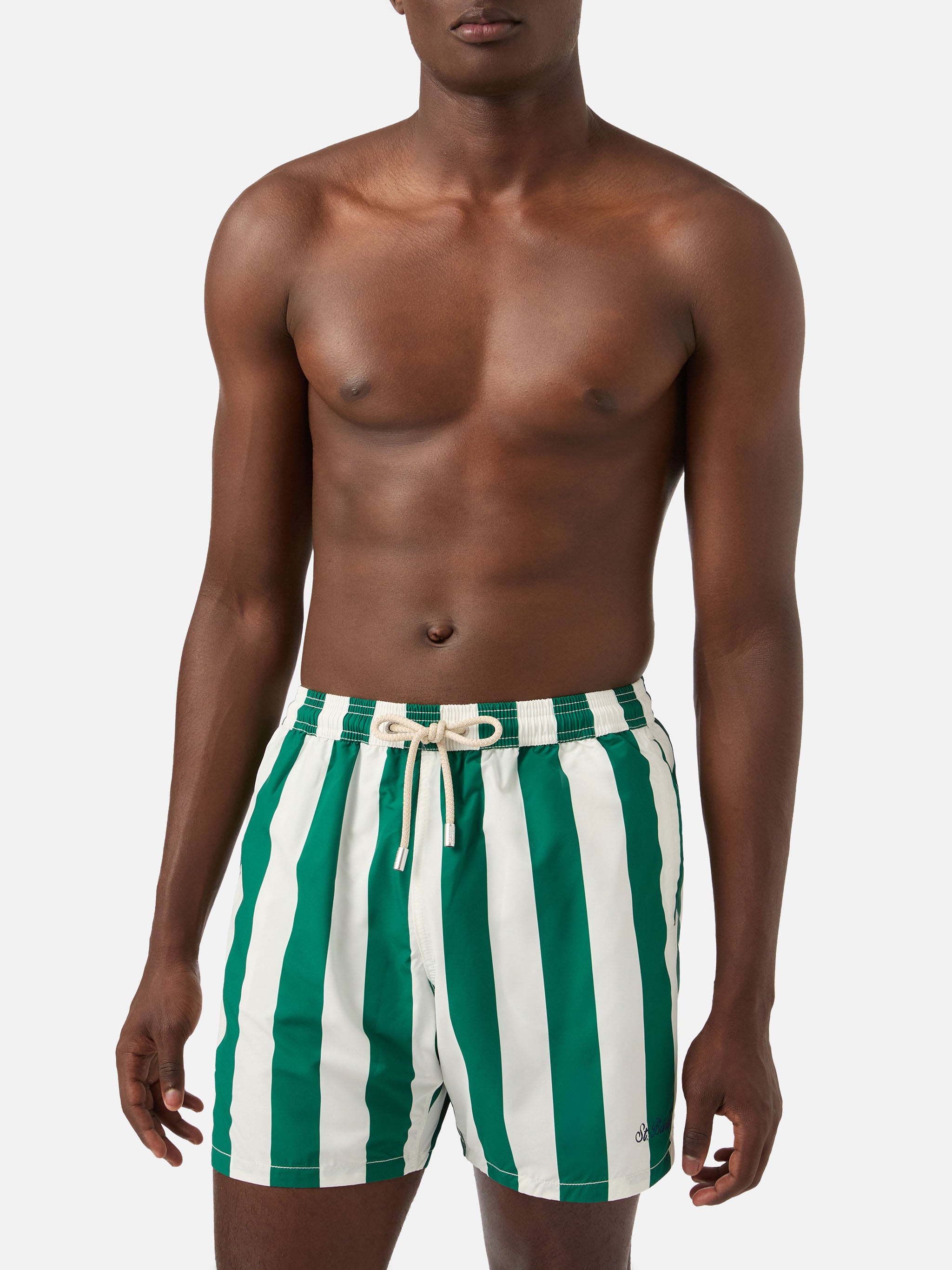 mc2-saint-barth-syros-costume-mare-uomo-rigato-bianco-verde-inglese image 3