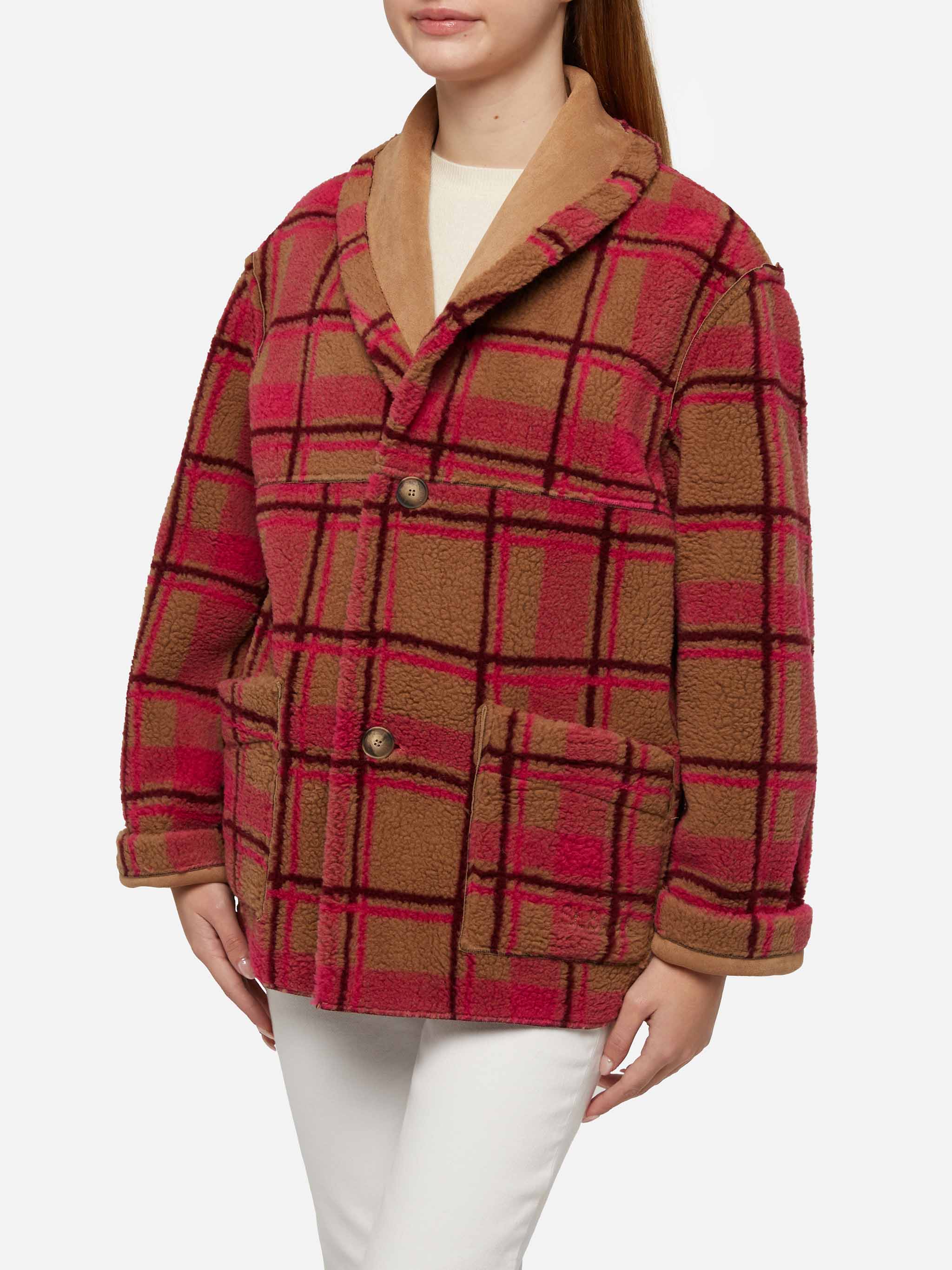 mc2-saint-barth-dorys-giacca-reversibile-effetto-shearling-stampa-tartan-oversiz image 3