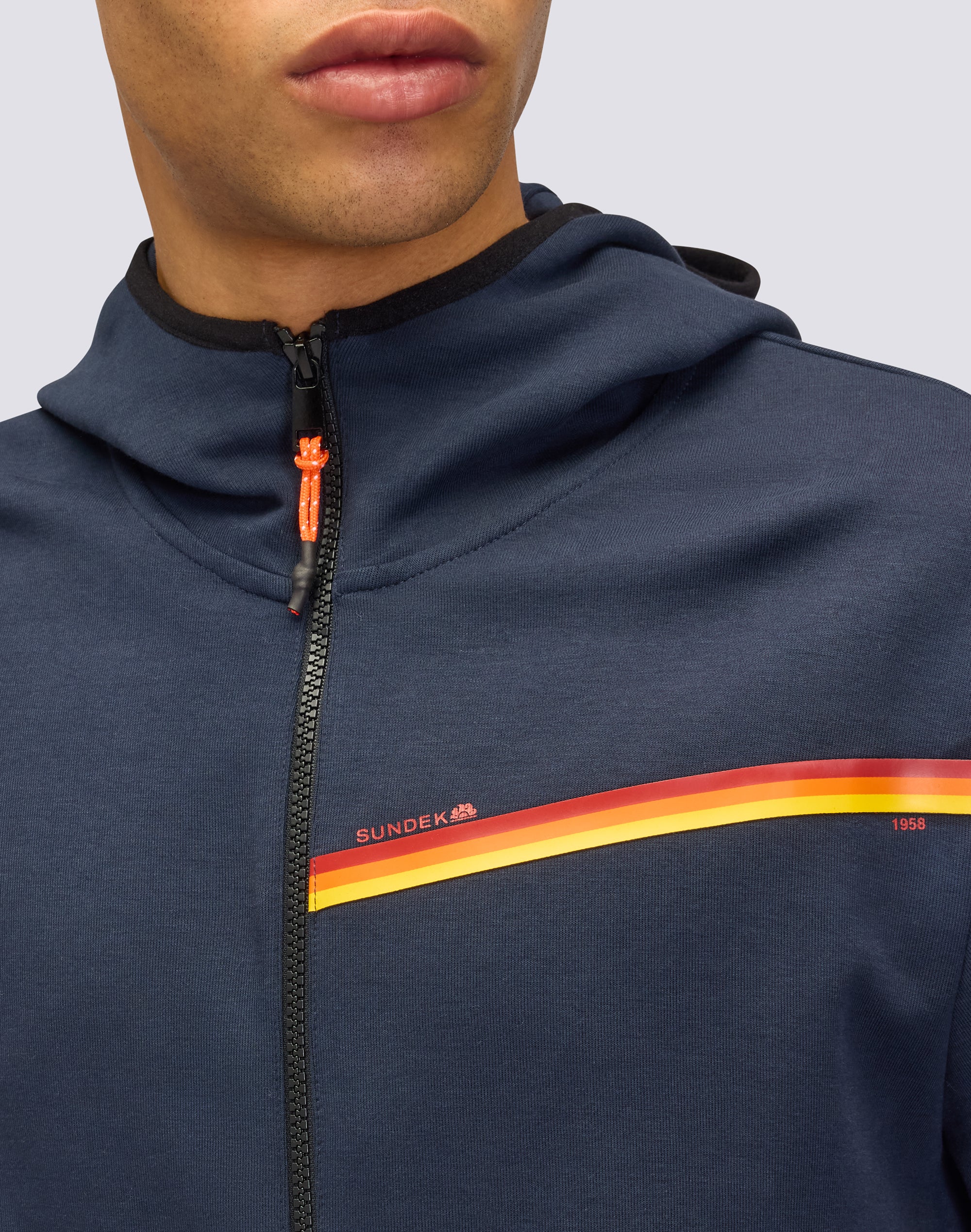 sundek-1958-felpa-uomo-con-cappuccio-full-zip-e-tricolore image 4