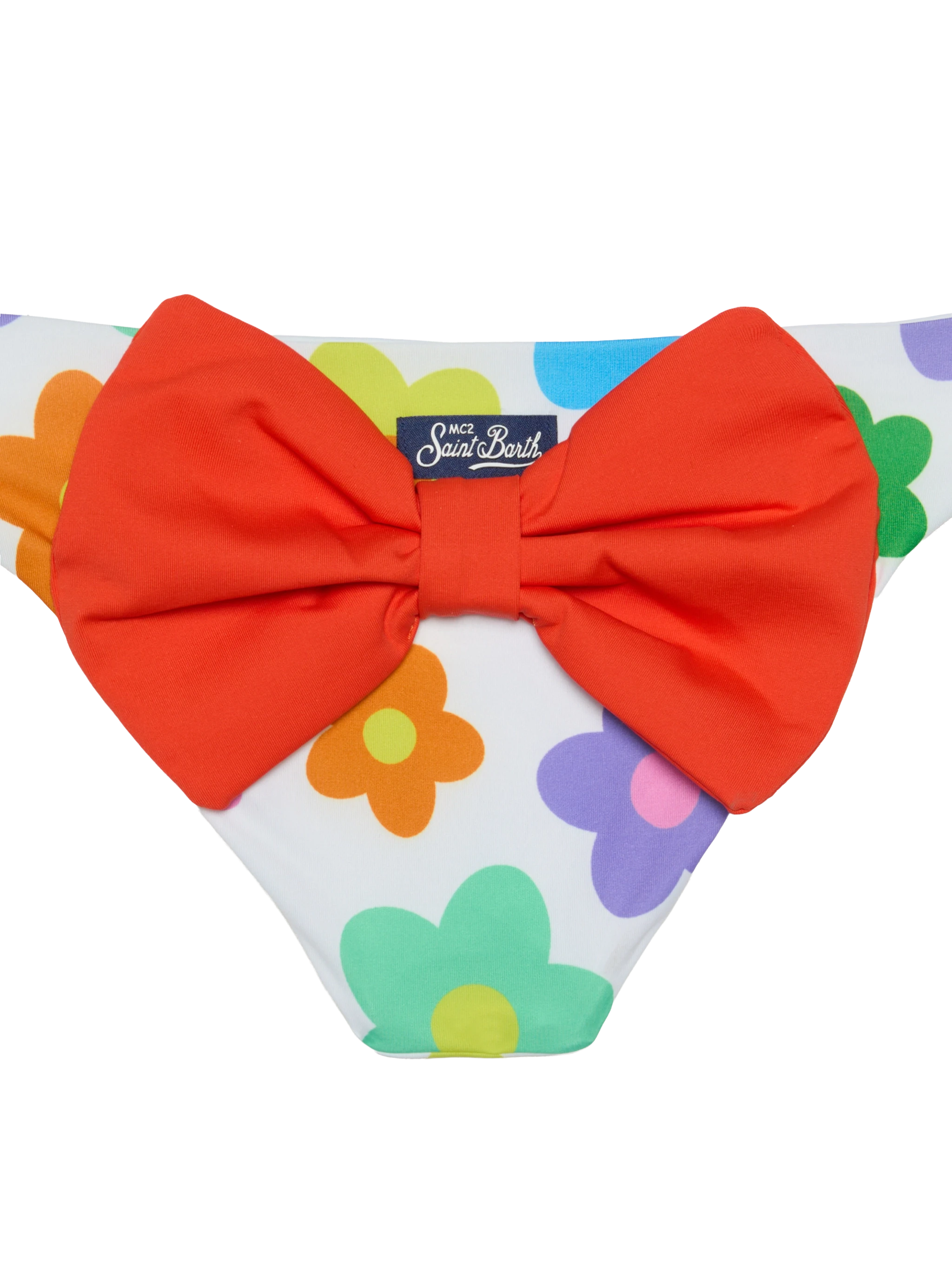 mc2-saint-barth-slip-bagno-bambina-bianco-stampa-fiori-con-fiocco-arancione image 3