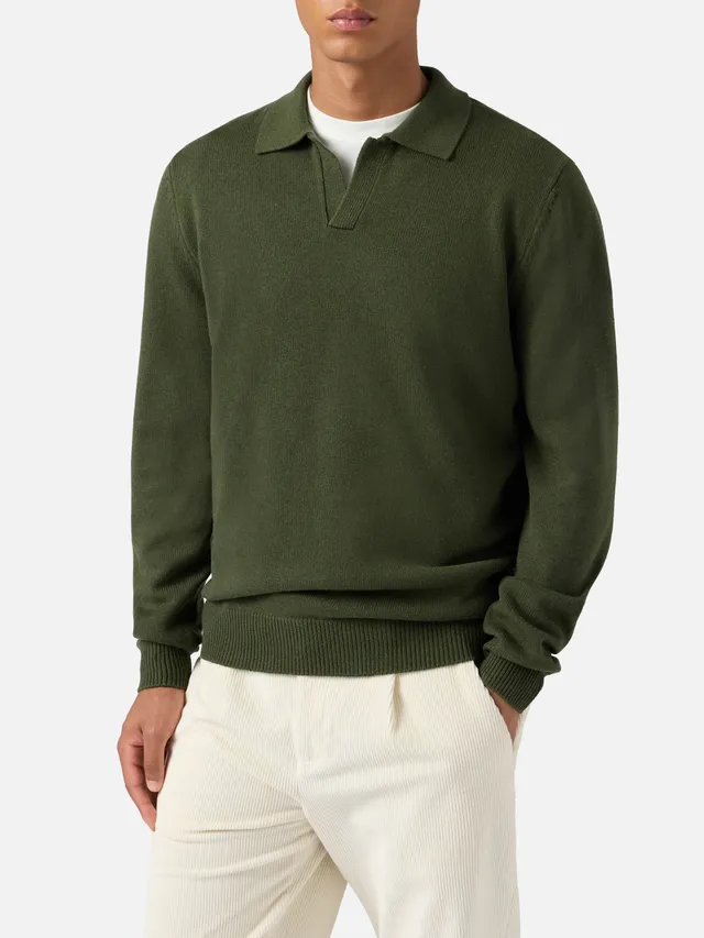 mc2-saint-barth-polo-covent-uomo-in-pura-lana-verde-militare image 1